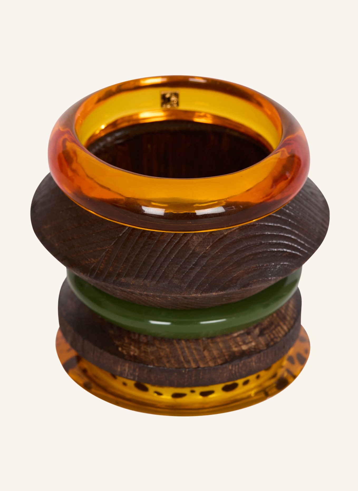 BALMAIN Armreifset aus Holz und Harz: NUDE