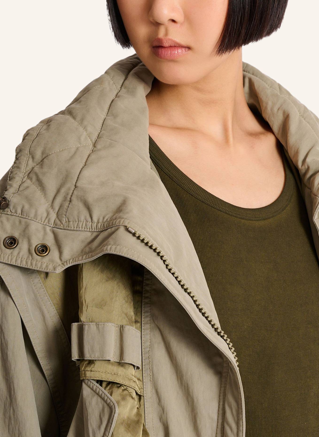 BALMAIN Bomberjacke aus Baumwolltwill: GRÜN