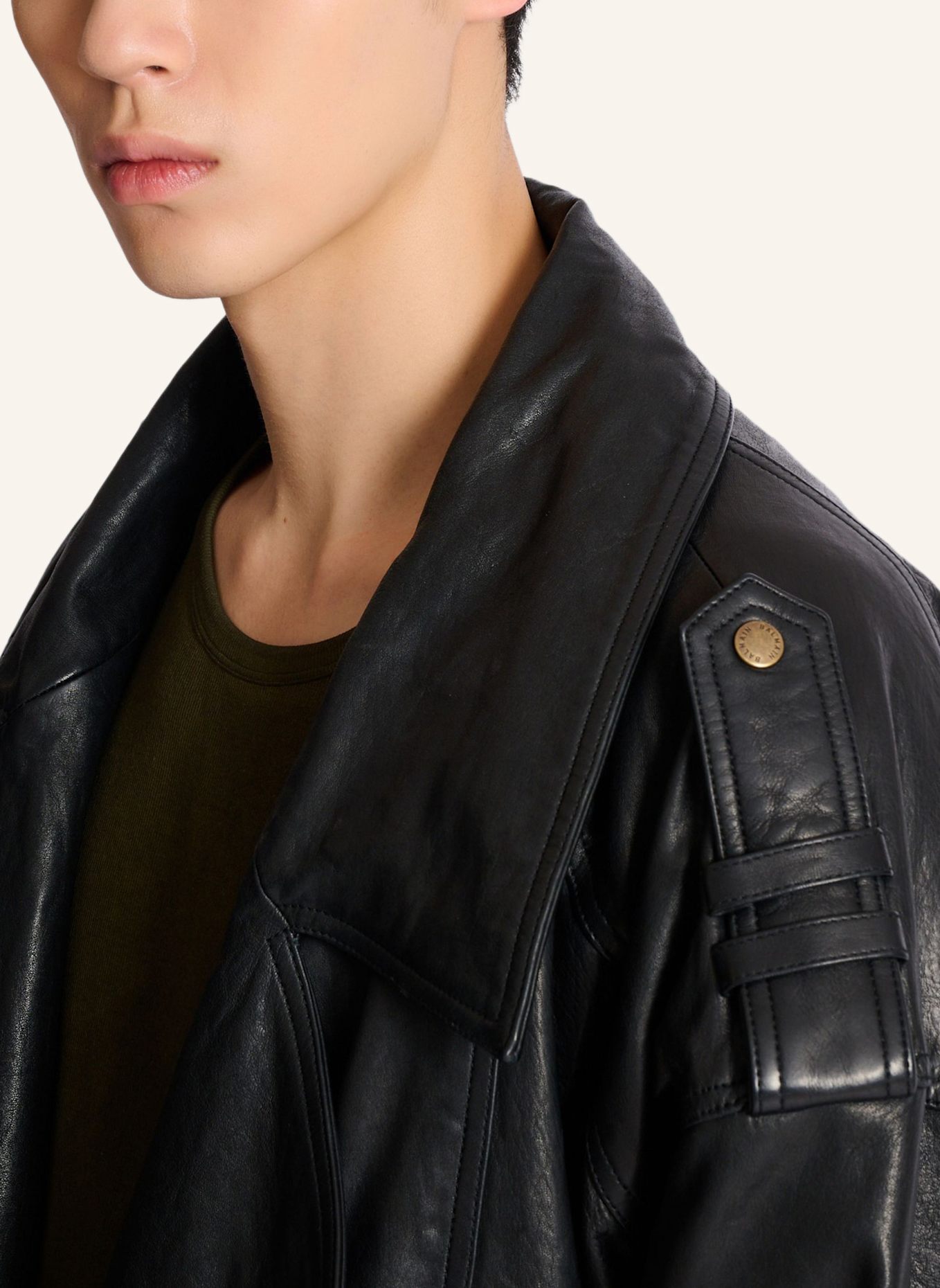 BALMAIN Bikerjacke aus Lammleder: SCHWARZ