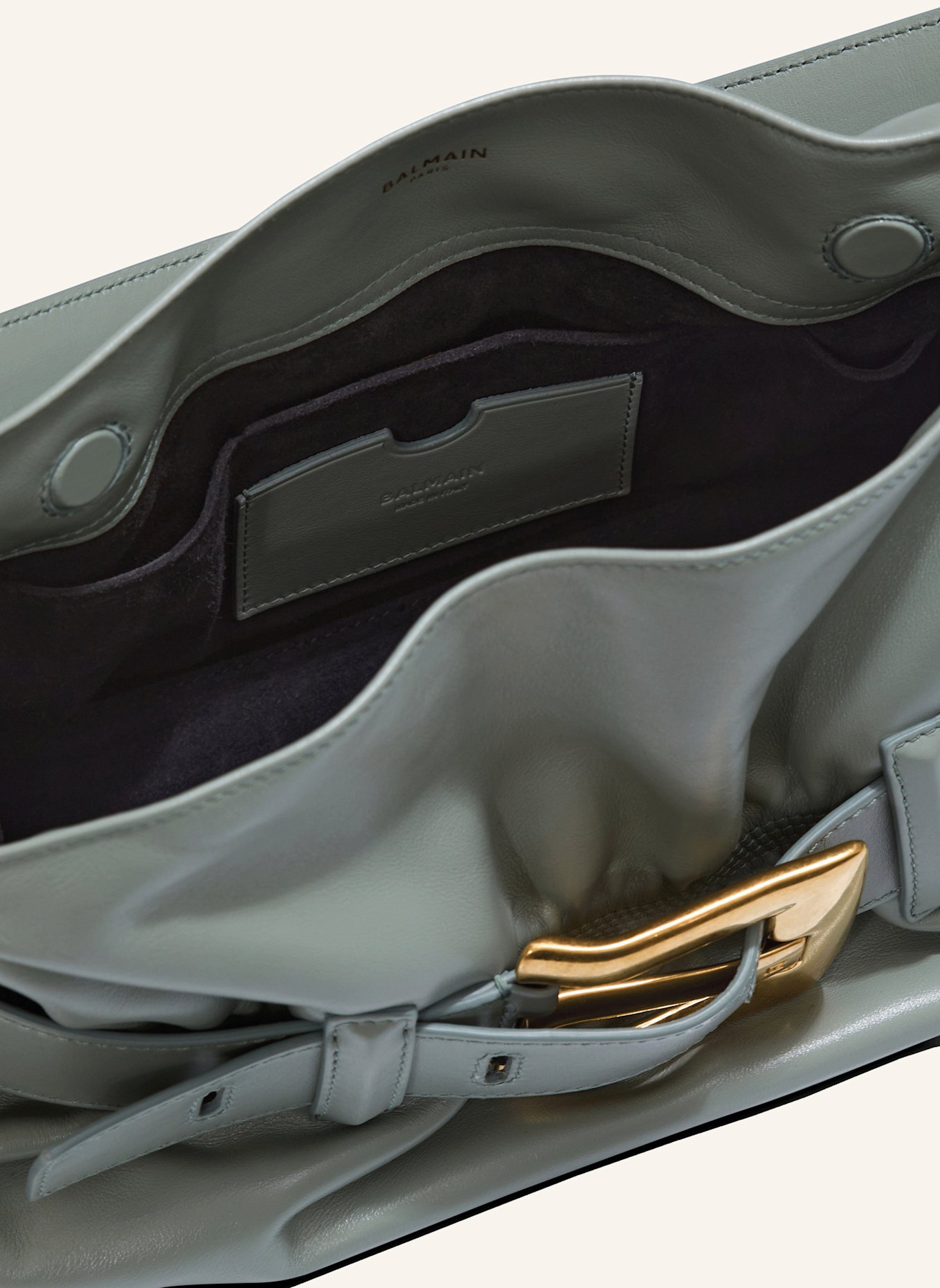 BALMAIN Mittelgroße Tasche Anthem aus Kalbsleder: GRÜN