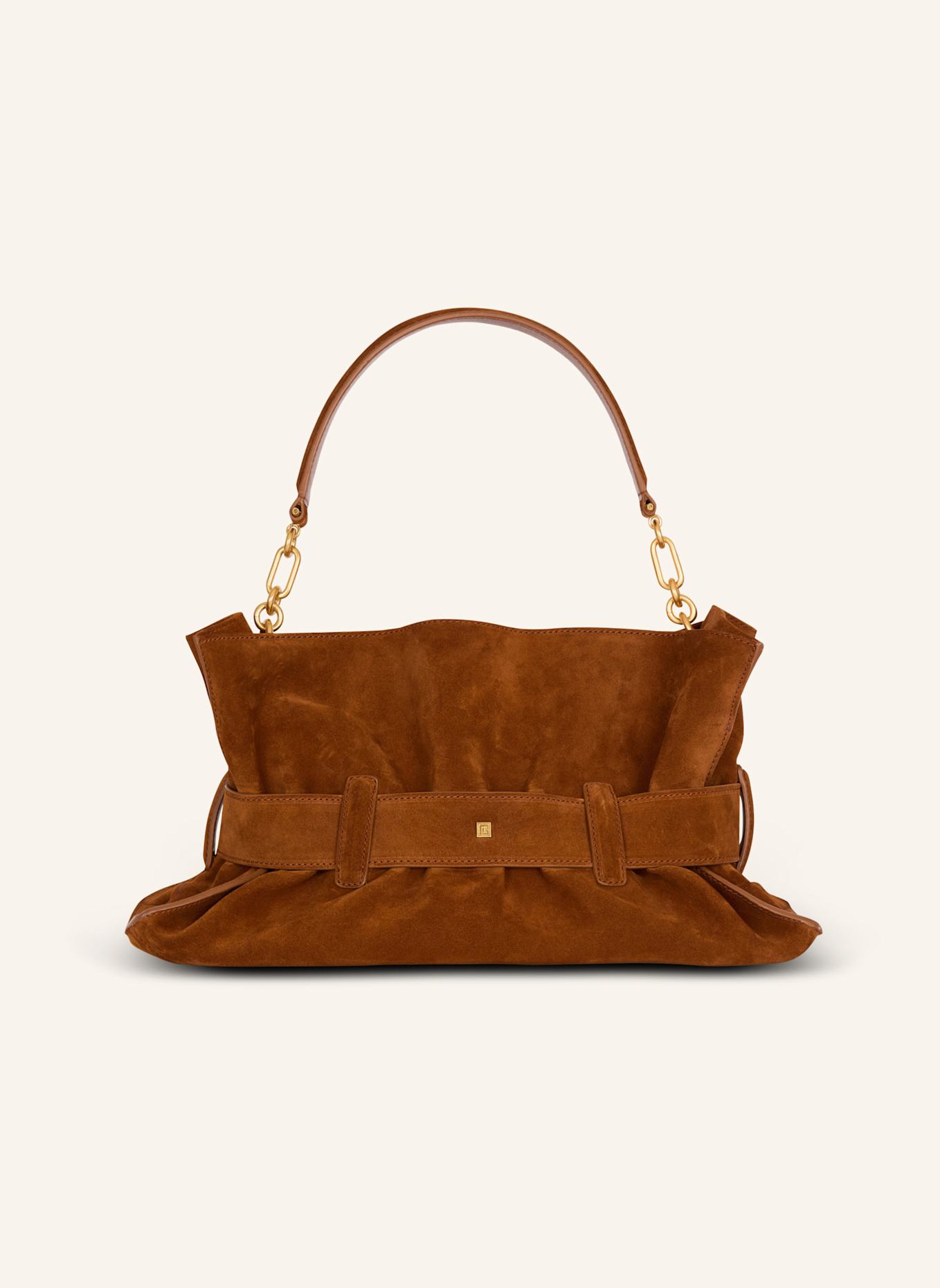 BALMAIN Mittelgroße Tasche Anthem aus Wildleder: BRAUN