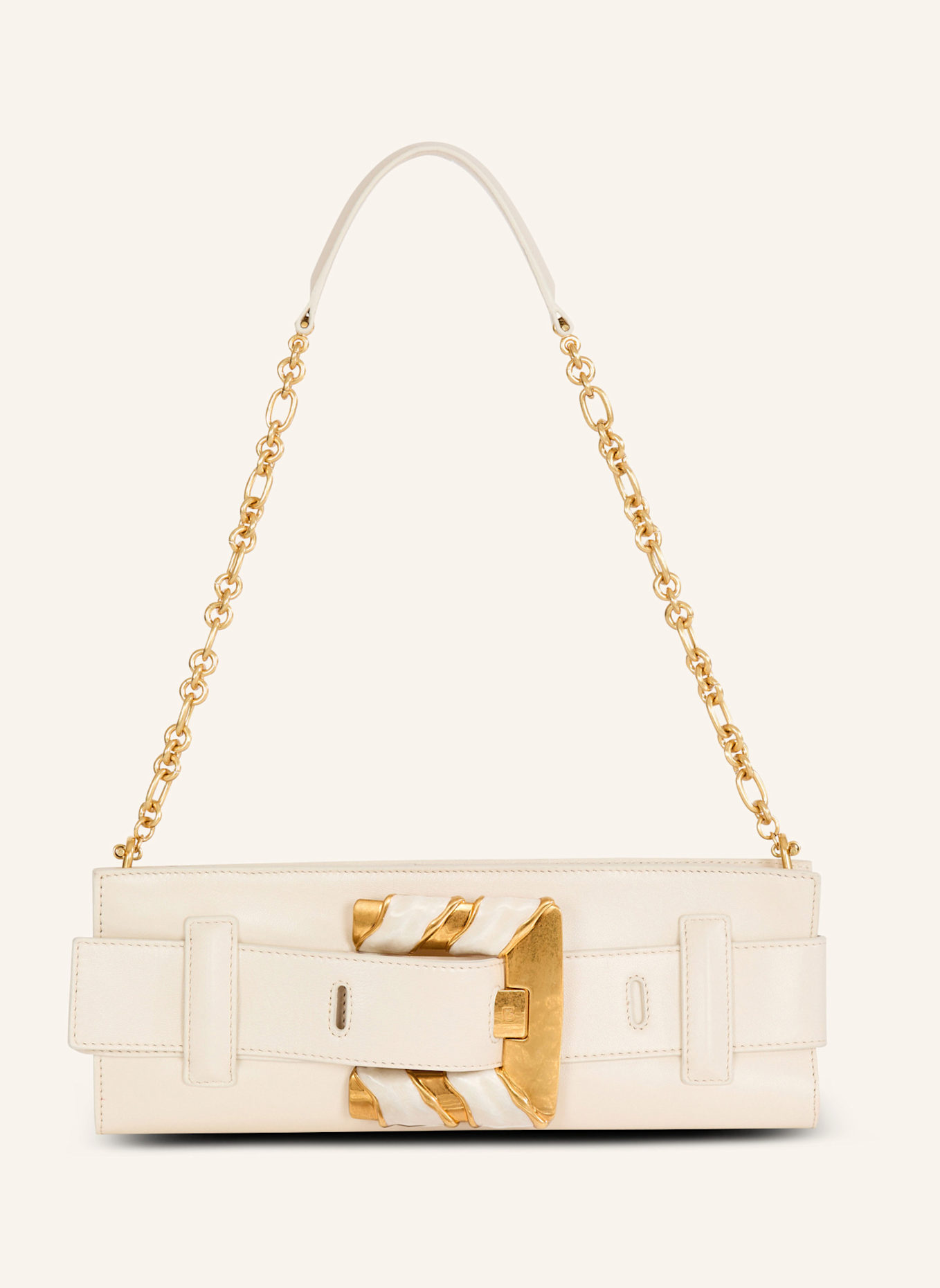 BALMAIN Pochette Anthem aus Lammleder und Emaille: KHAKI