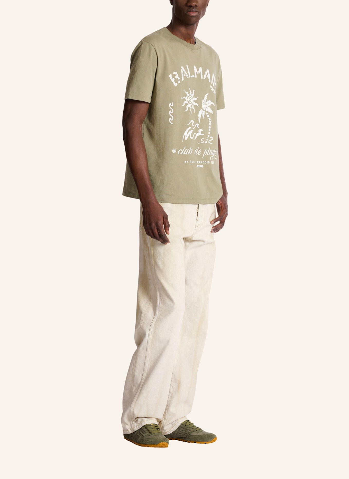 BALMAIN T-Shirt mit Balmain Plage-Print: GRÜN