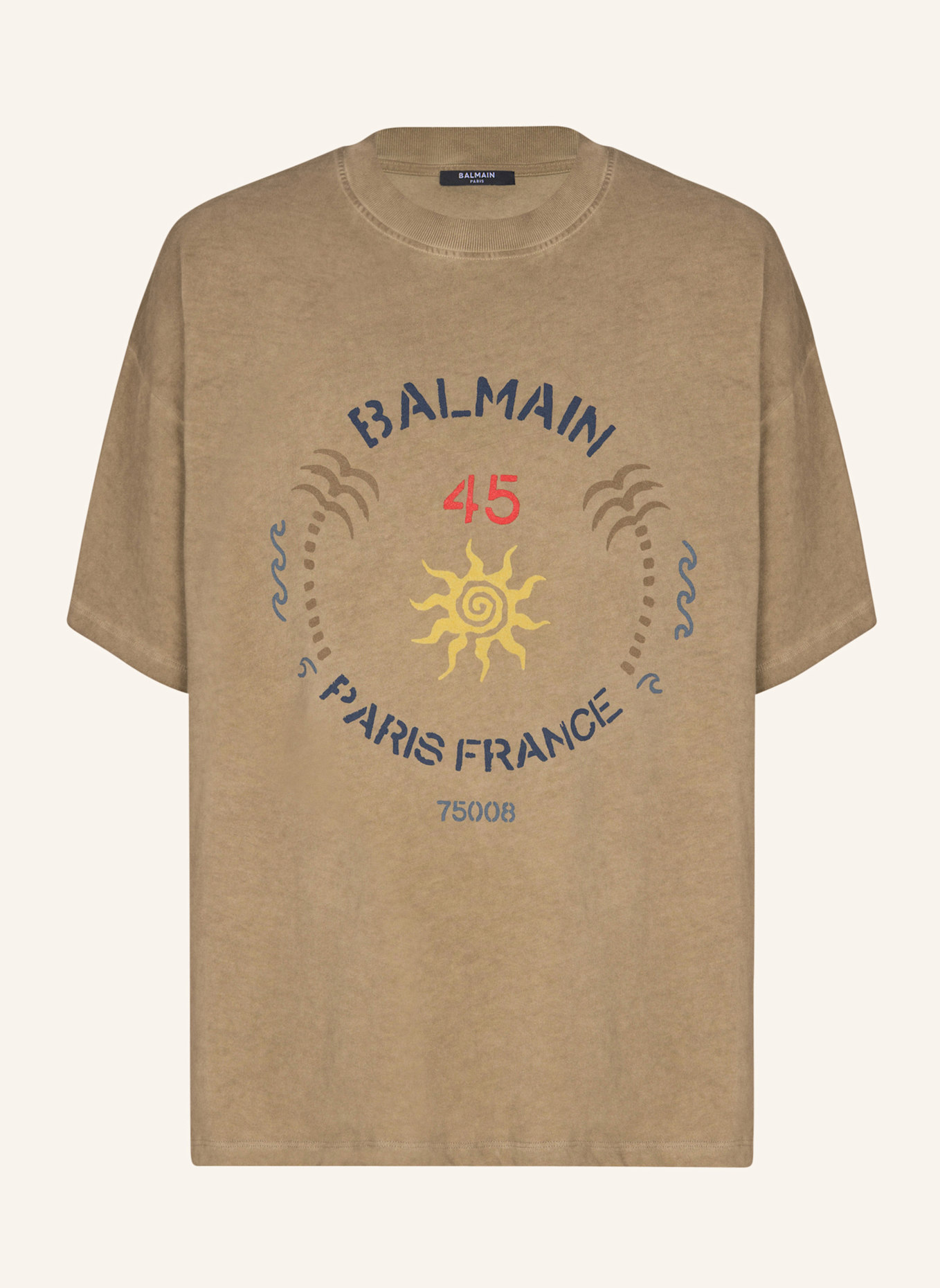 BALMAIN T-Shirt mit Balmain Club-Print: KHAKI
