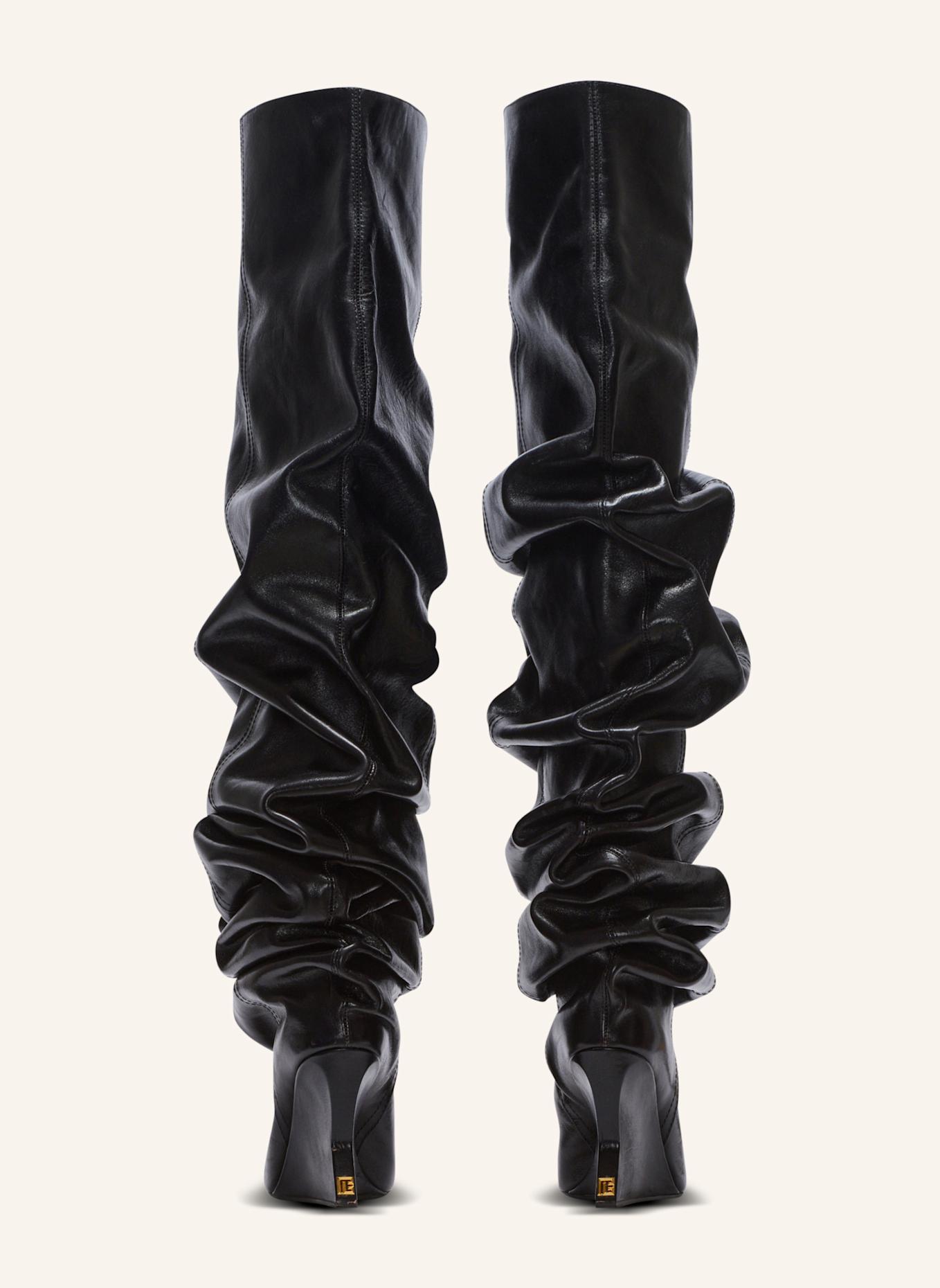 BALMAIN Overknee-Stiefel mit Keilabsatz: SCHWARZ