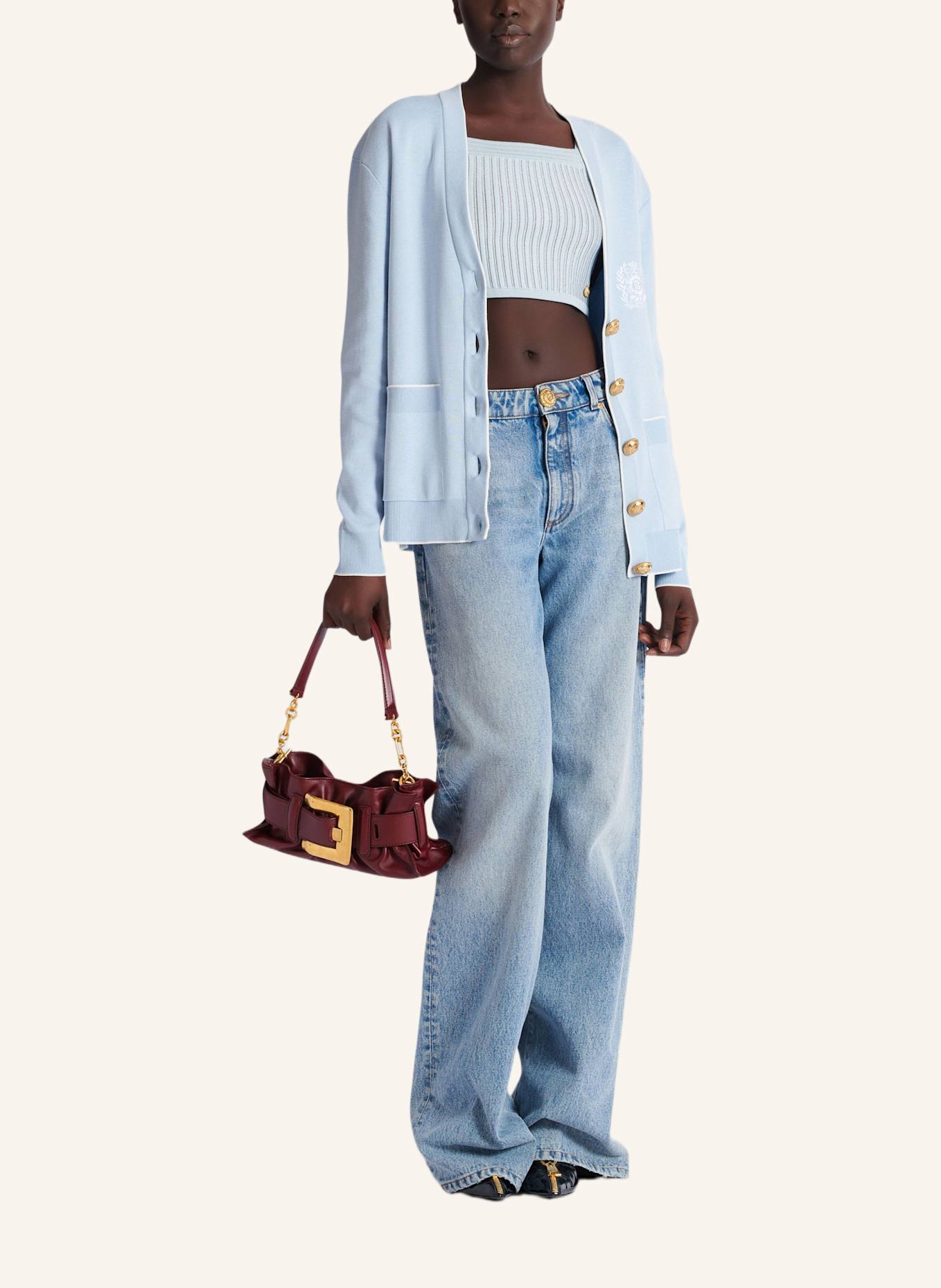 BALMAIN Mini-Tasche Anthem aus Kalbsleder: BRAUN