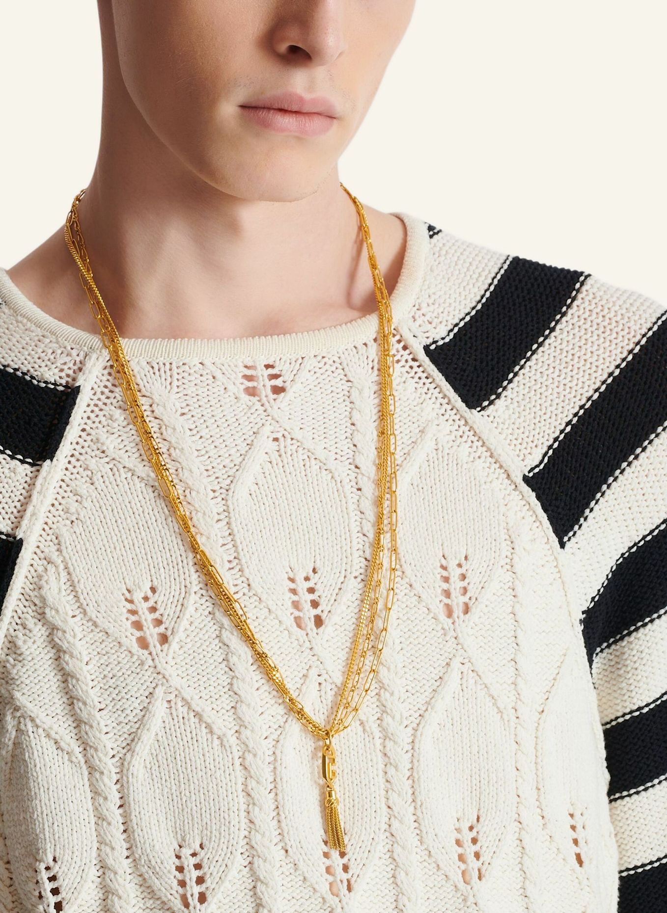 BALMAIN Lange Halskette Sync aus goldenem Messing: GOLD