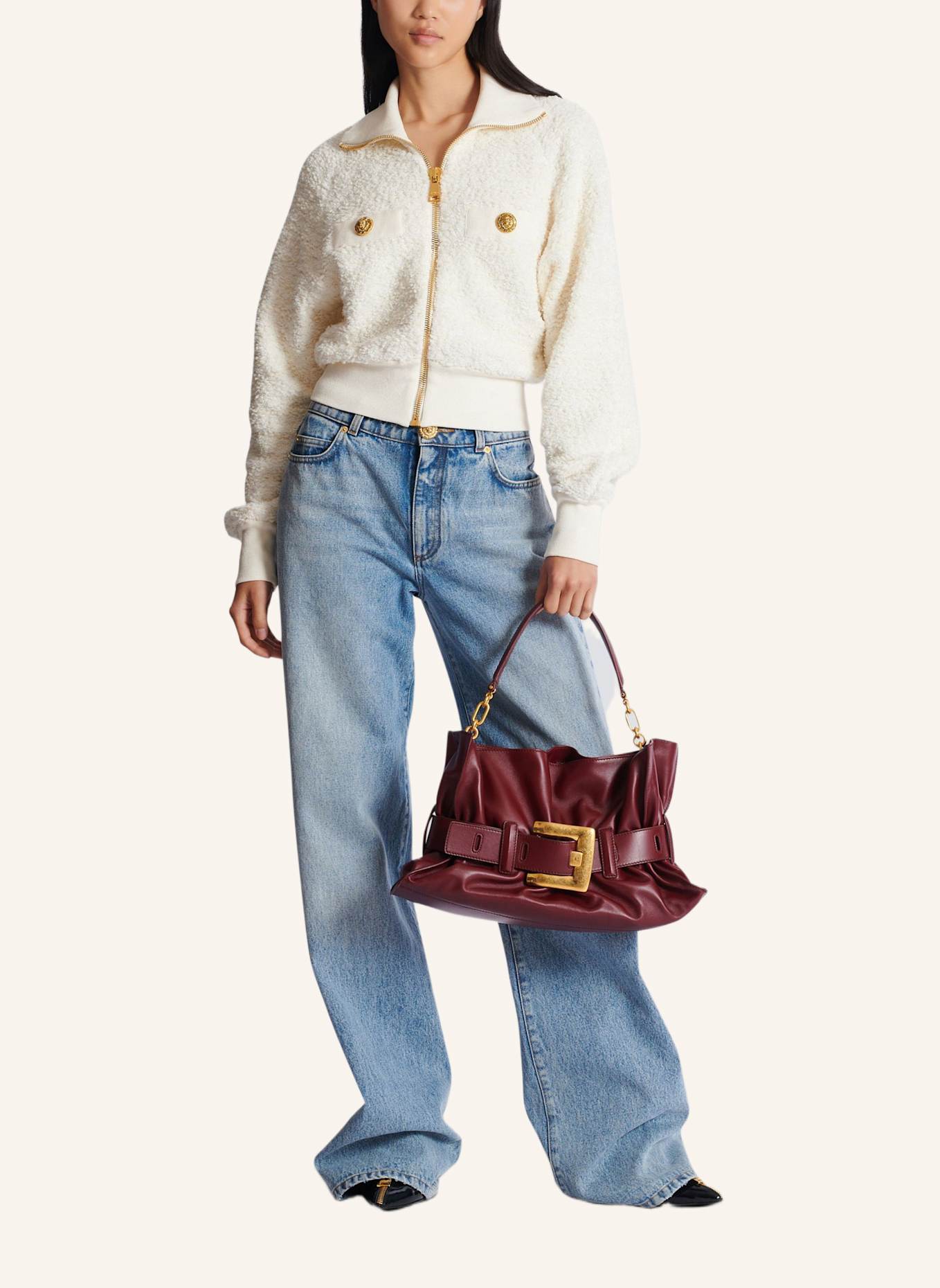 BALMAIN Mittelgroße Tasche Anthem aus Leder: BRAUN