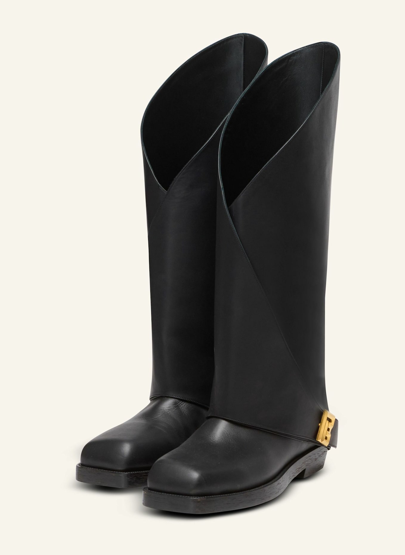 BALMAIN Flache Stiefel Twist aus Leder: SCHWARZ