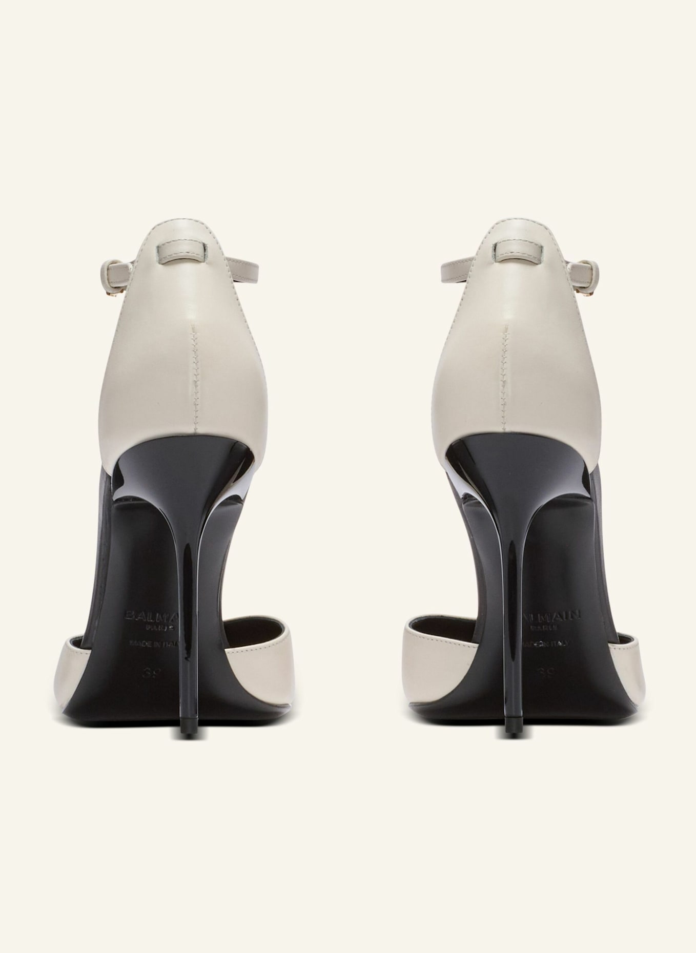 BALMAIN Sync Pumps aus Leder mit spitzer Zehenpartie: KHAKI