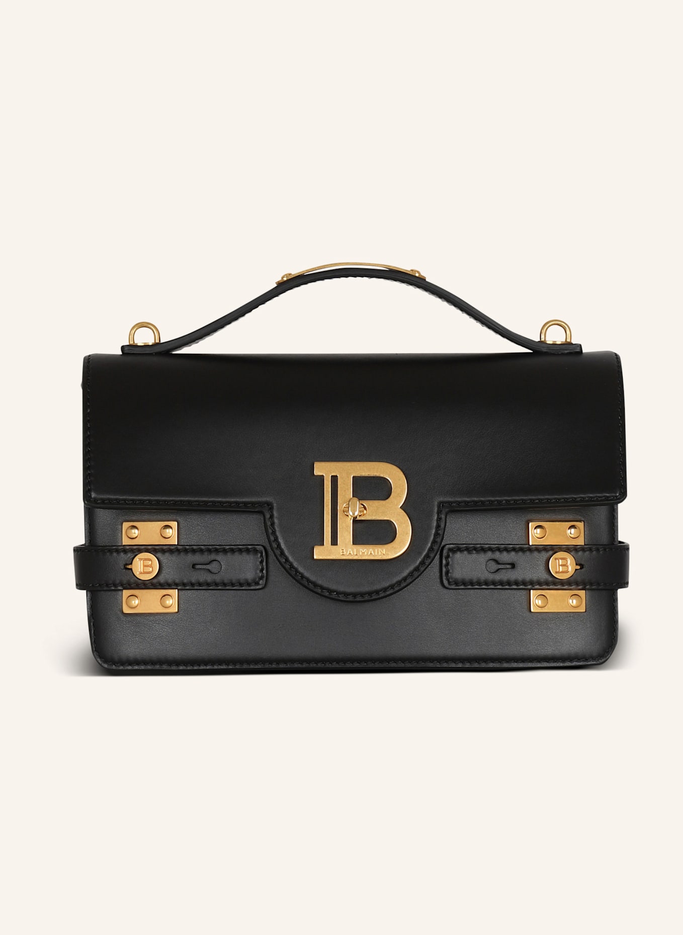 BALMAIN Tasche B-Buzz 24 aus Glattleder: SCHWARZ