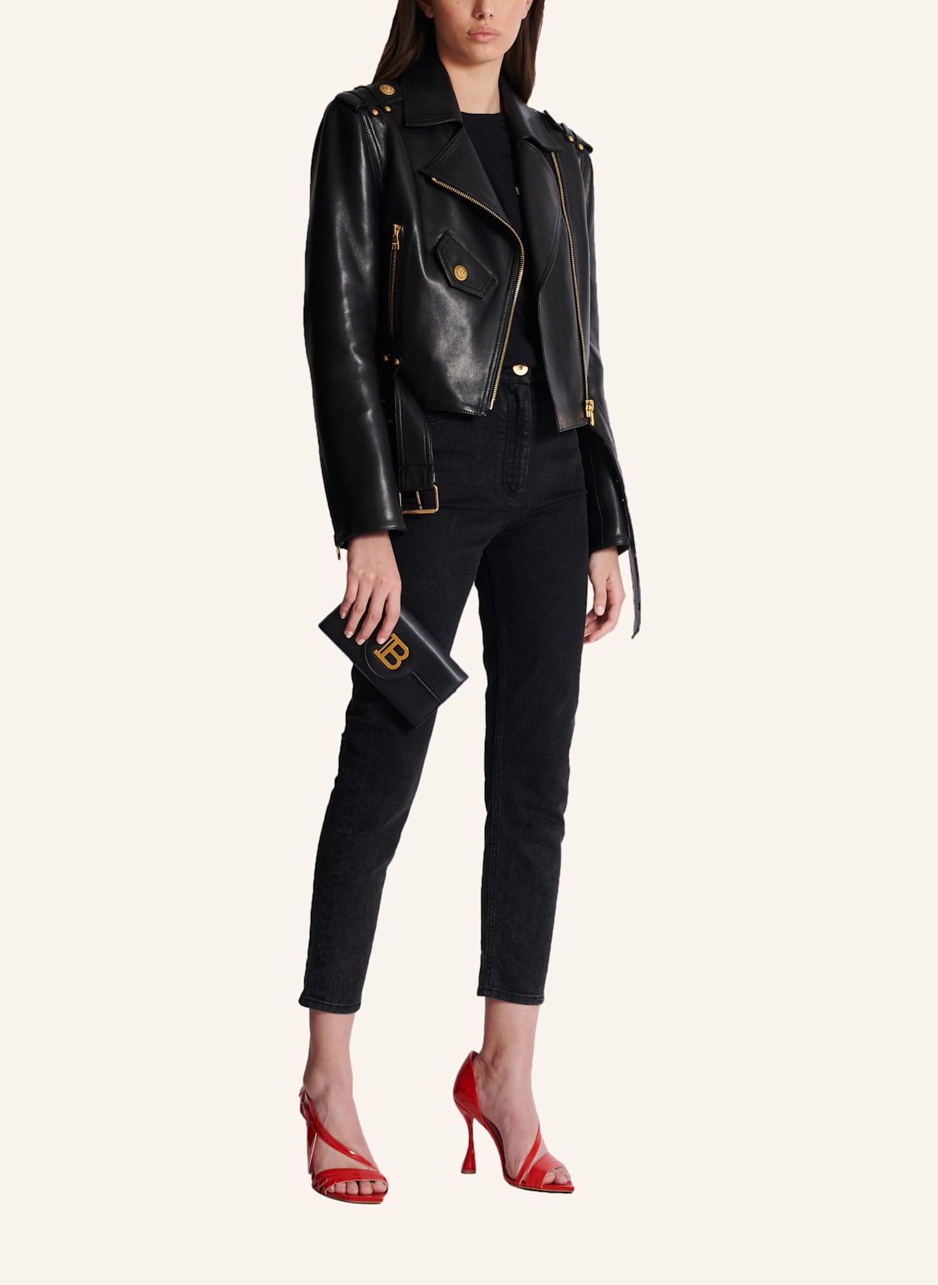 BALMAIN Pochette B-Buzz 23 aus Leder: SCHWARZ