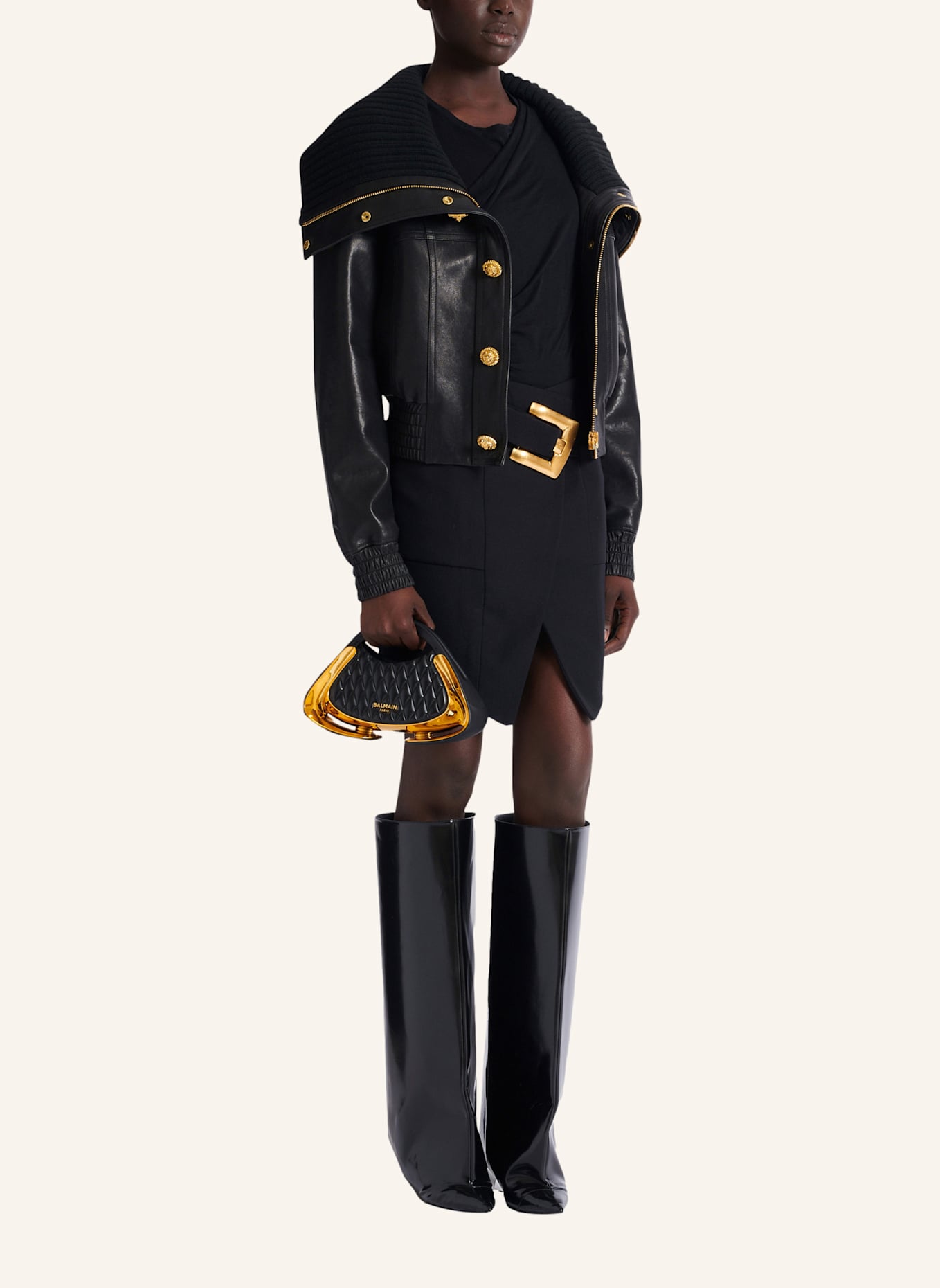 BALMAIN Kleine gesteppte Tasche Jolie Madame: SCHWARZ