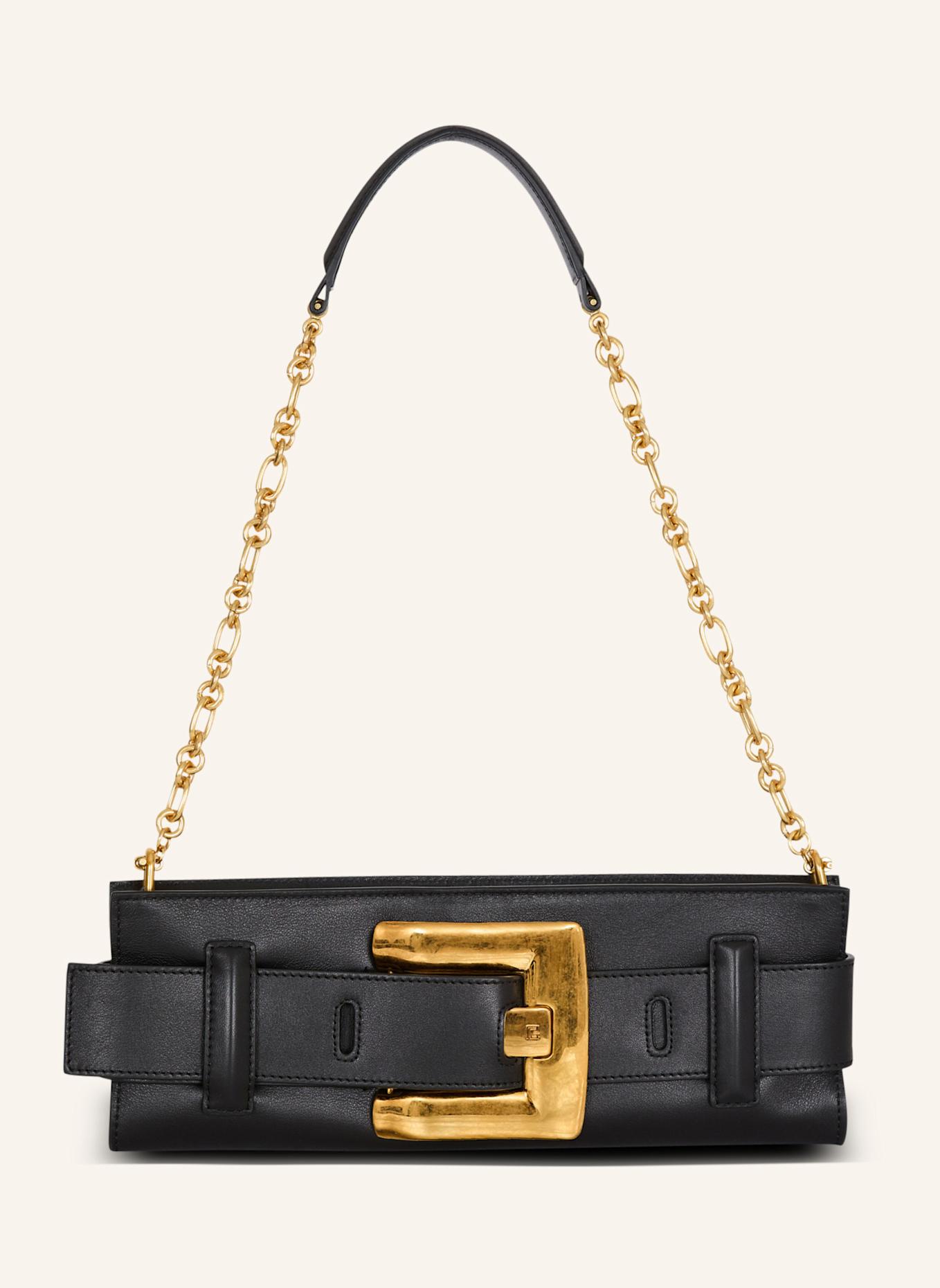 BALMAIN Anthem Clutch aus Kalbsleder: SCHWARZ