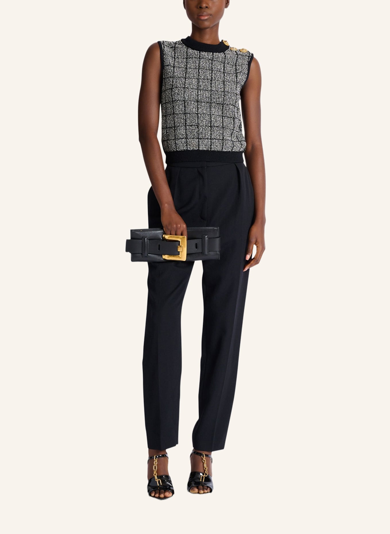 BALMAIN Anthem Clutch aus Kalbsleder: SCHWARZ