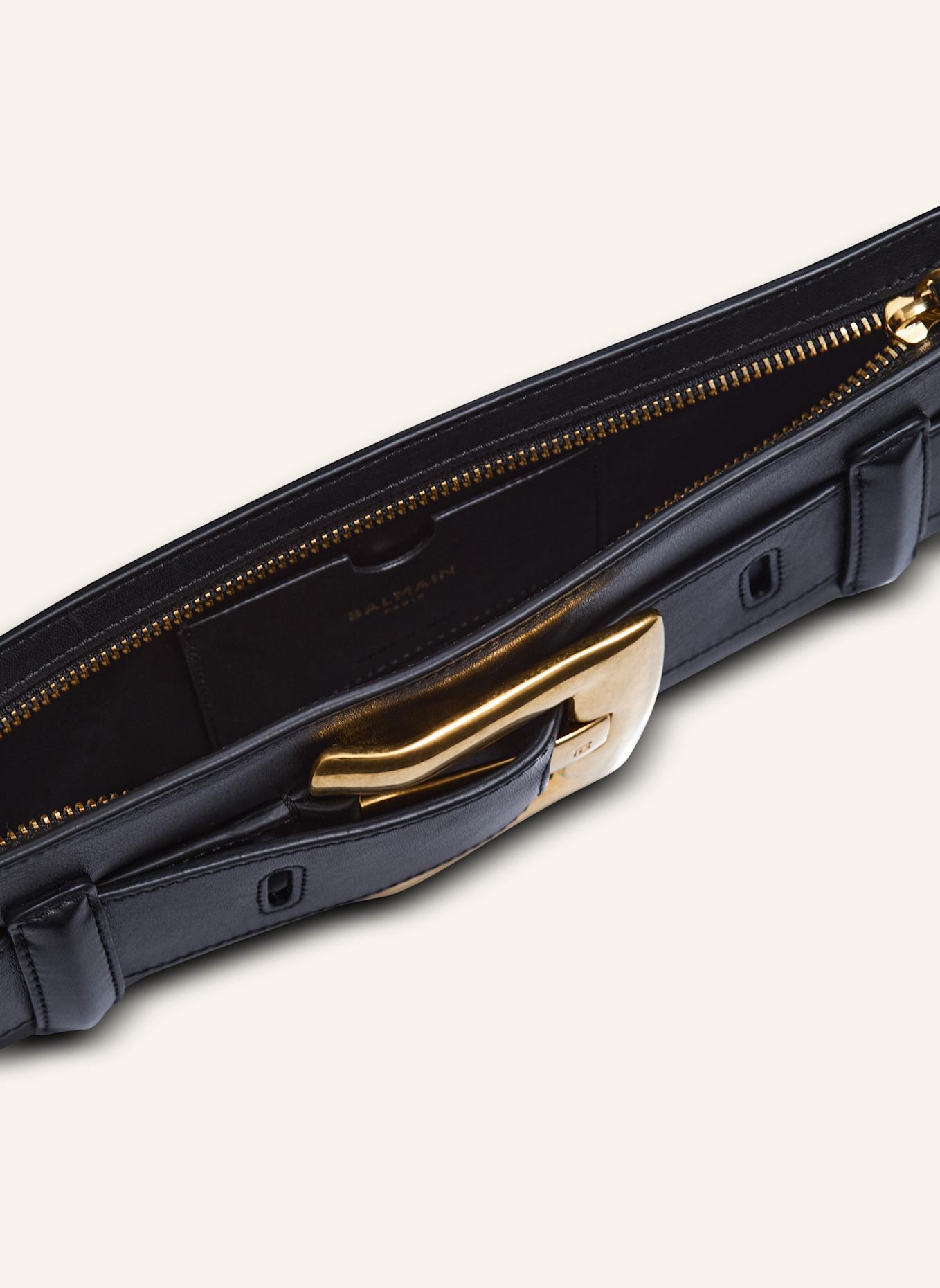 BALMAIN Anthem Clutch aus Kalbsleder: SCHWARZ