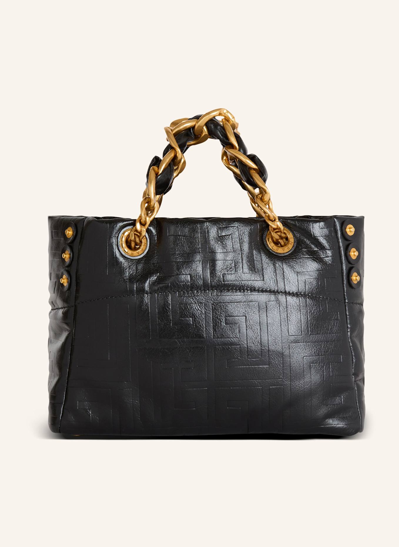 BALMAIN Kleiner Shopper 1945 Soft aus rissigem Kalbsleder: SCHWARZ