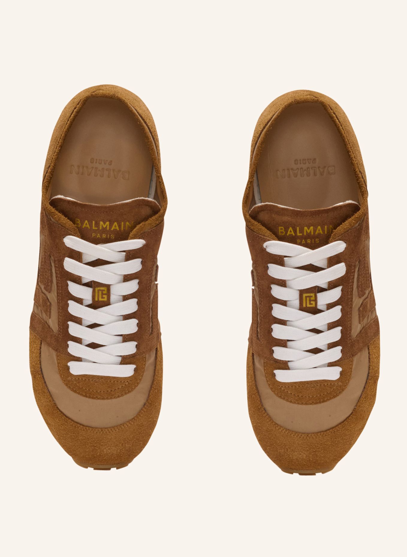 BALMAIN Sneakers Racer 45 aus Wildleder und Nylon: BRAUN