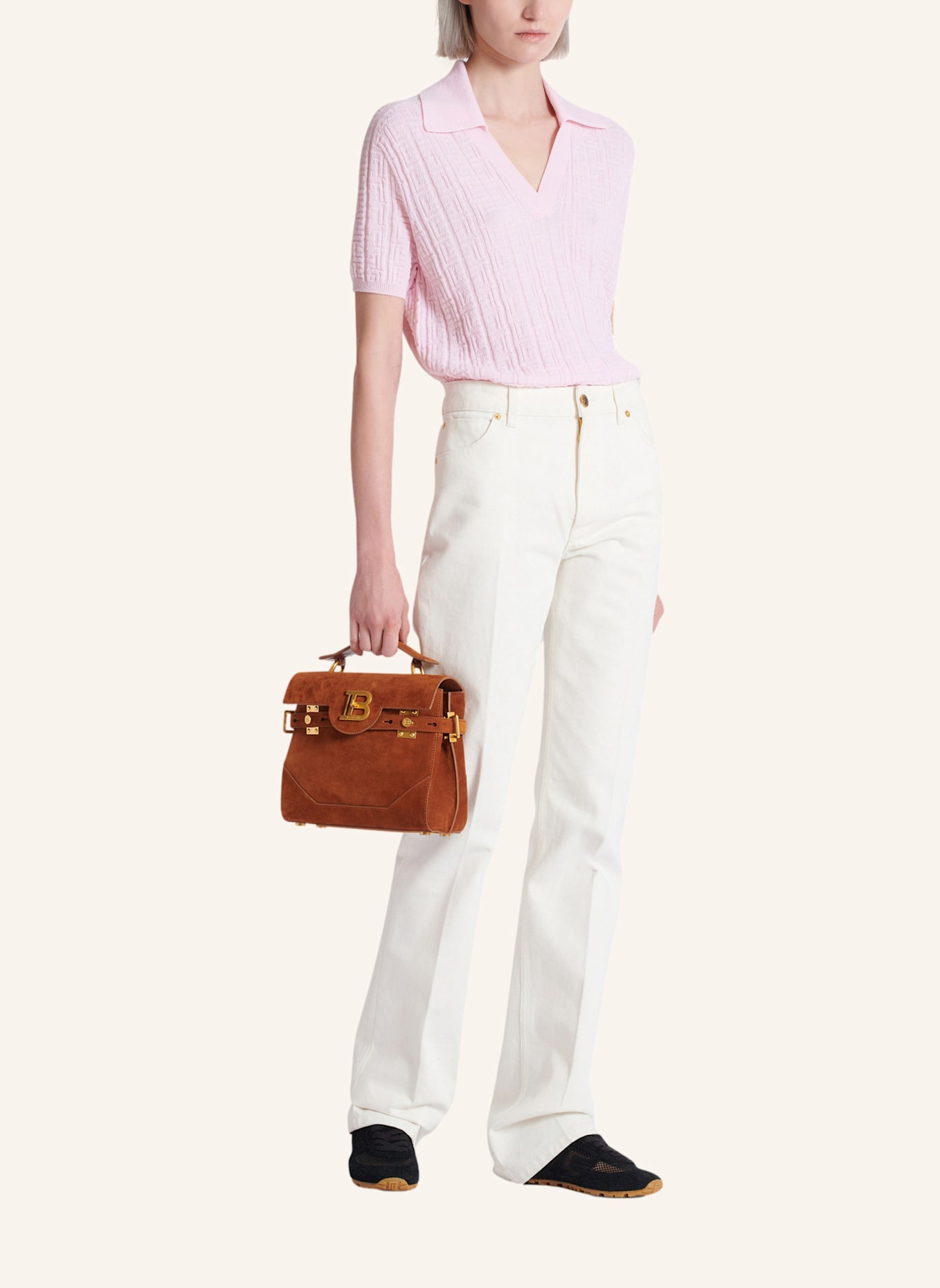 BALMAIN Tasche B-Buzz 23 aus Wildleder: BRAUN