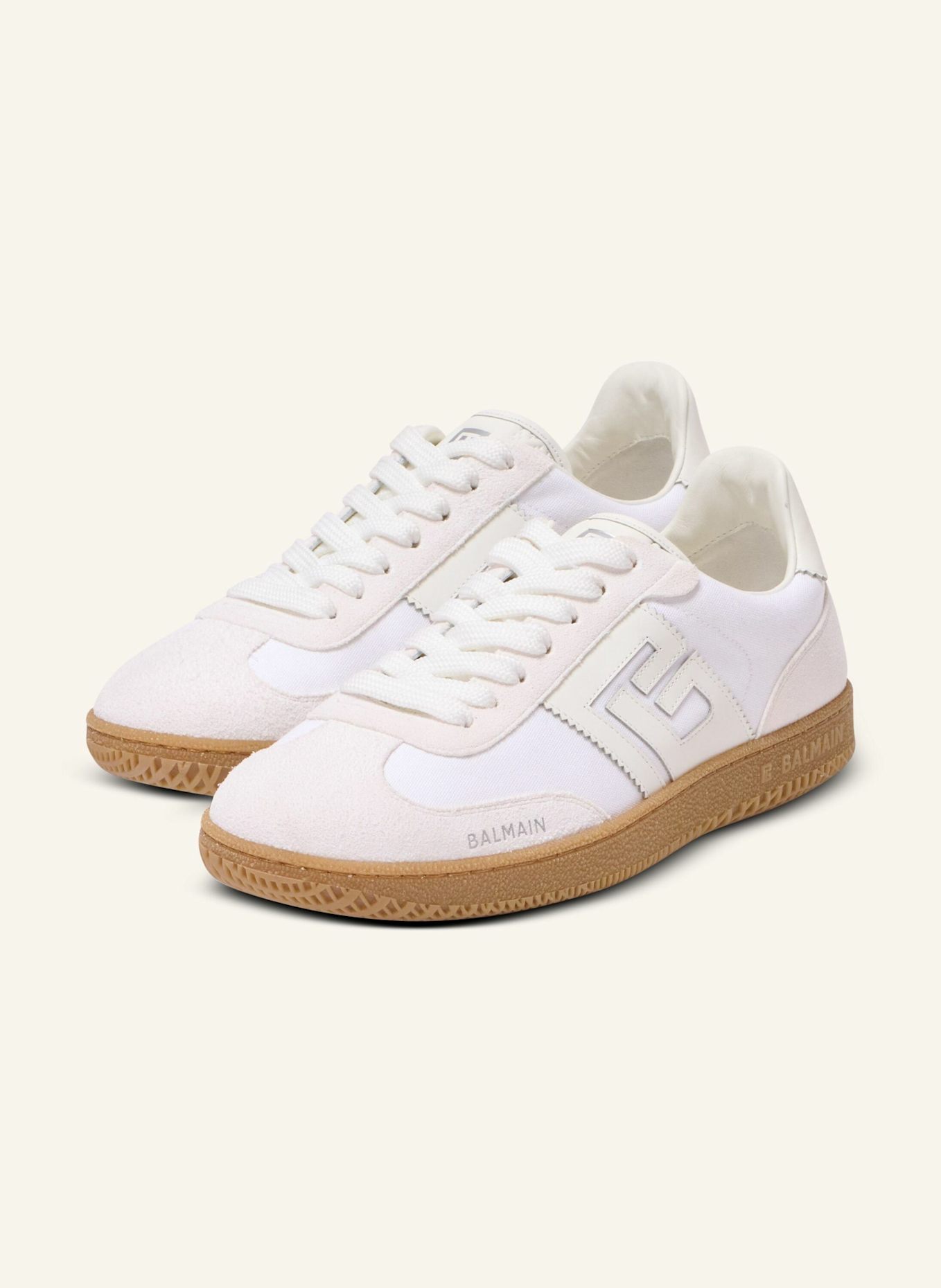 BALMAIN Sneakers Balmain Swan aus Leder und Canvas: WEISS