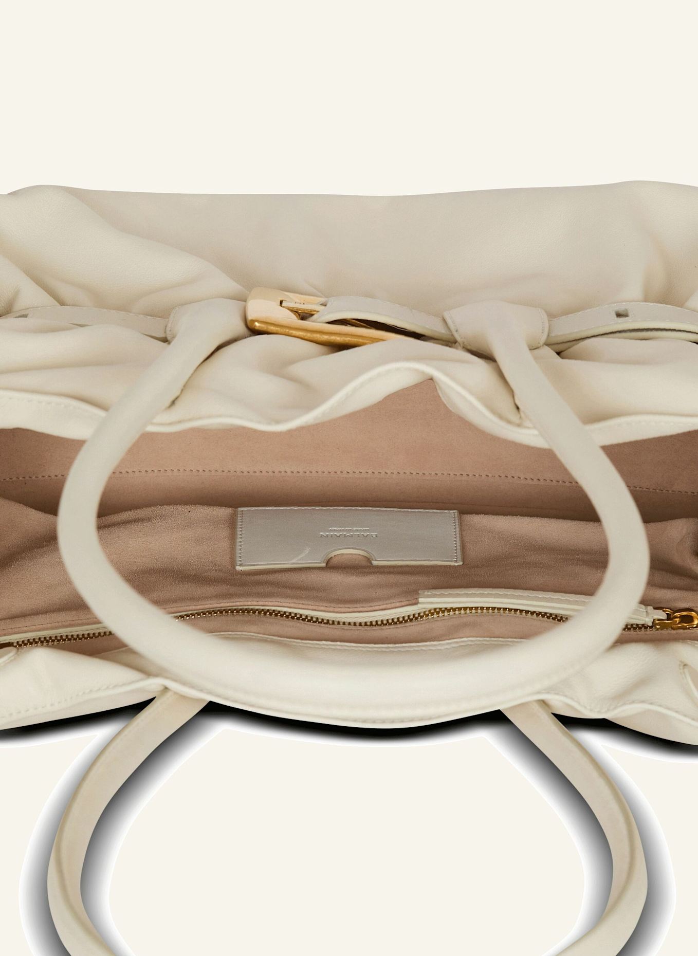 BALMAIN Große Tasche Anthem aus Kalbsleder: WEISS