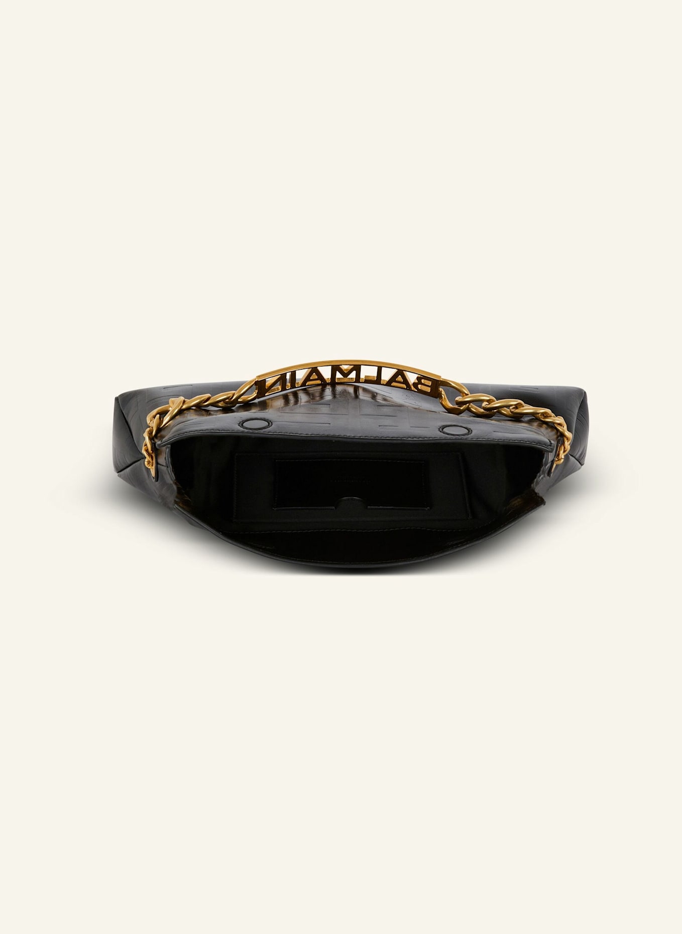 BALMAIN Clutch 1945 Soft aus geknittertem Kalbsleder: SCHWARZ