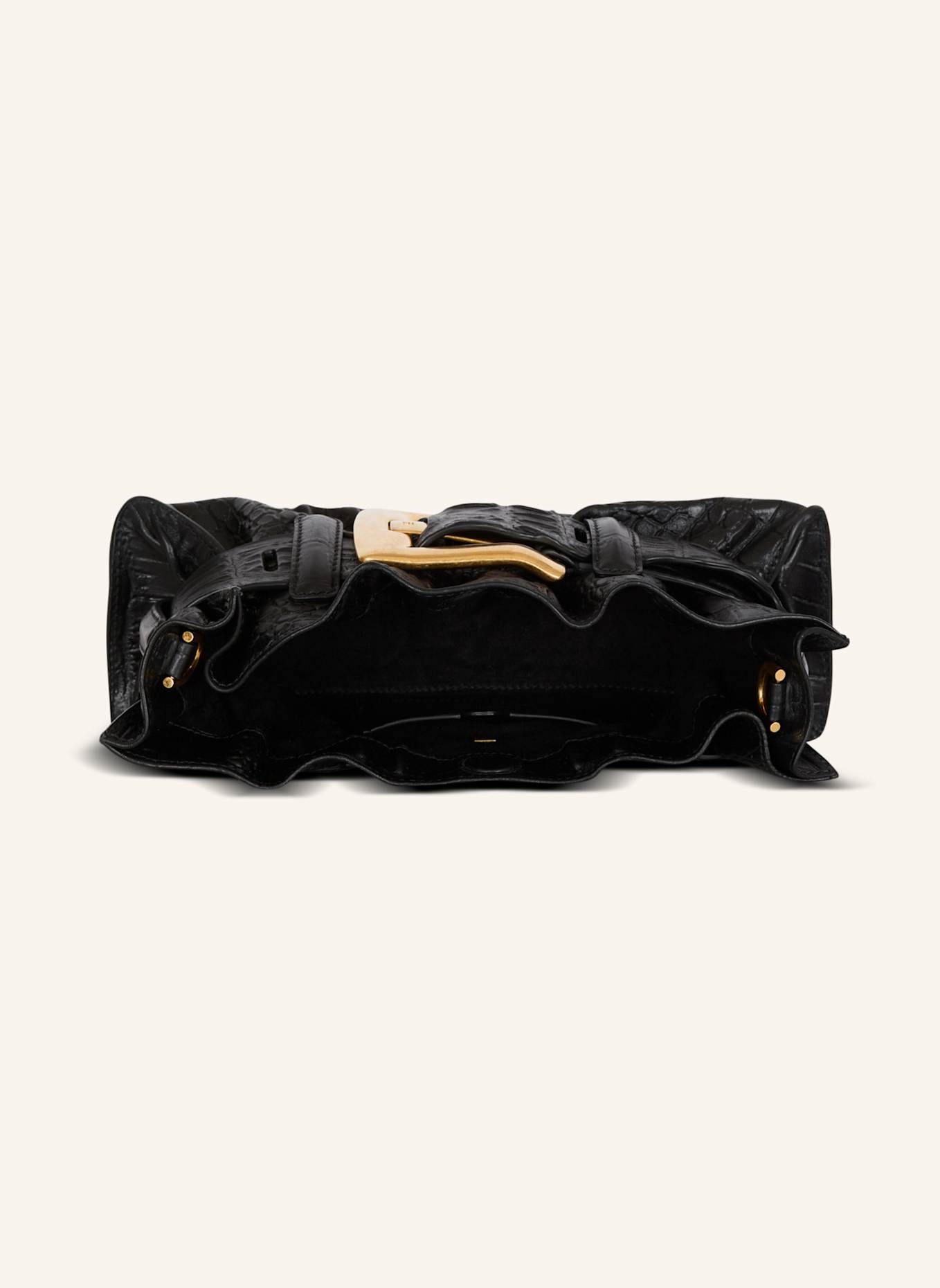 BALMAIN Mini-Tasche Anthem aus Leder mit Kroko-Prägung: SCHWARZ