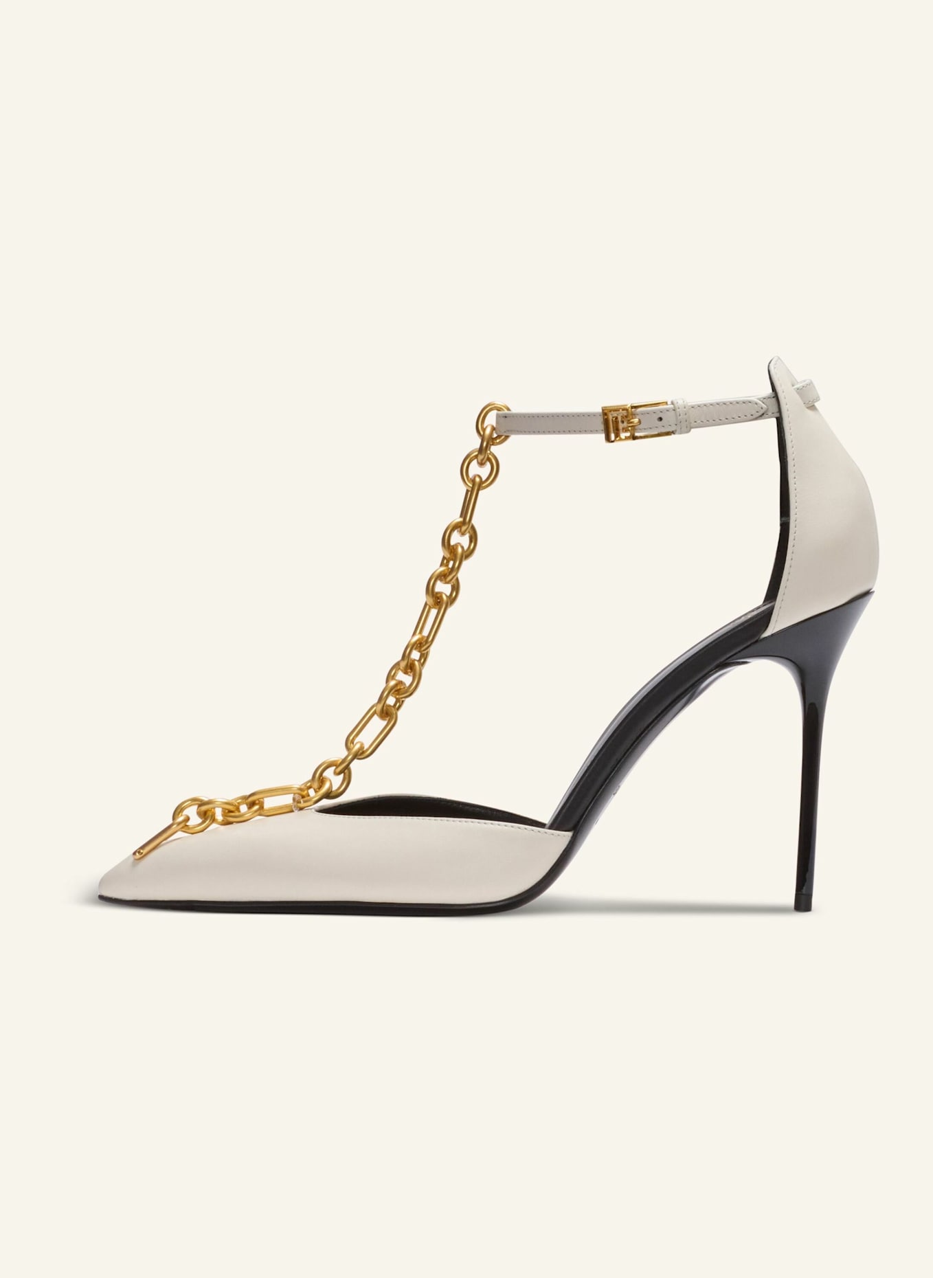 BALMAIN Sync Pumps aus Leder mit spitzer Zehenpartie: KHAKI