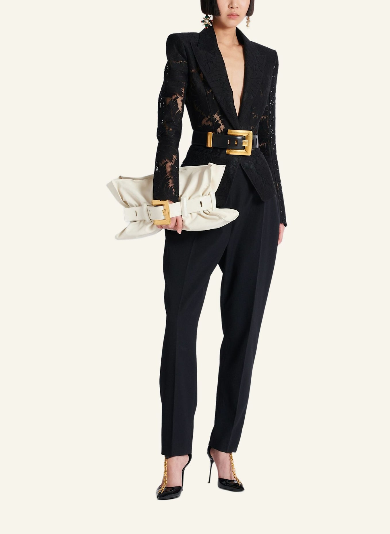 BALMAIN Mittlere Anthem-Tasche aus Leder: WEISS