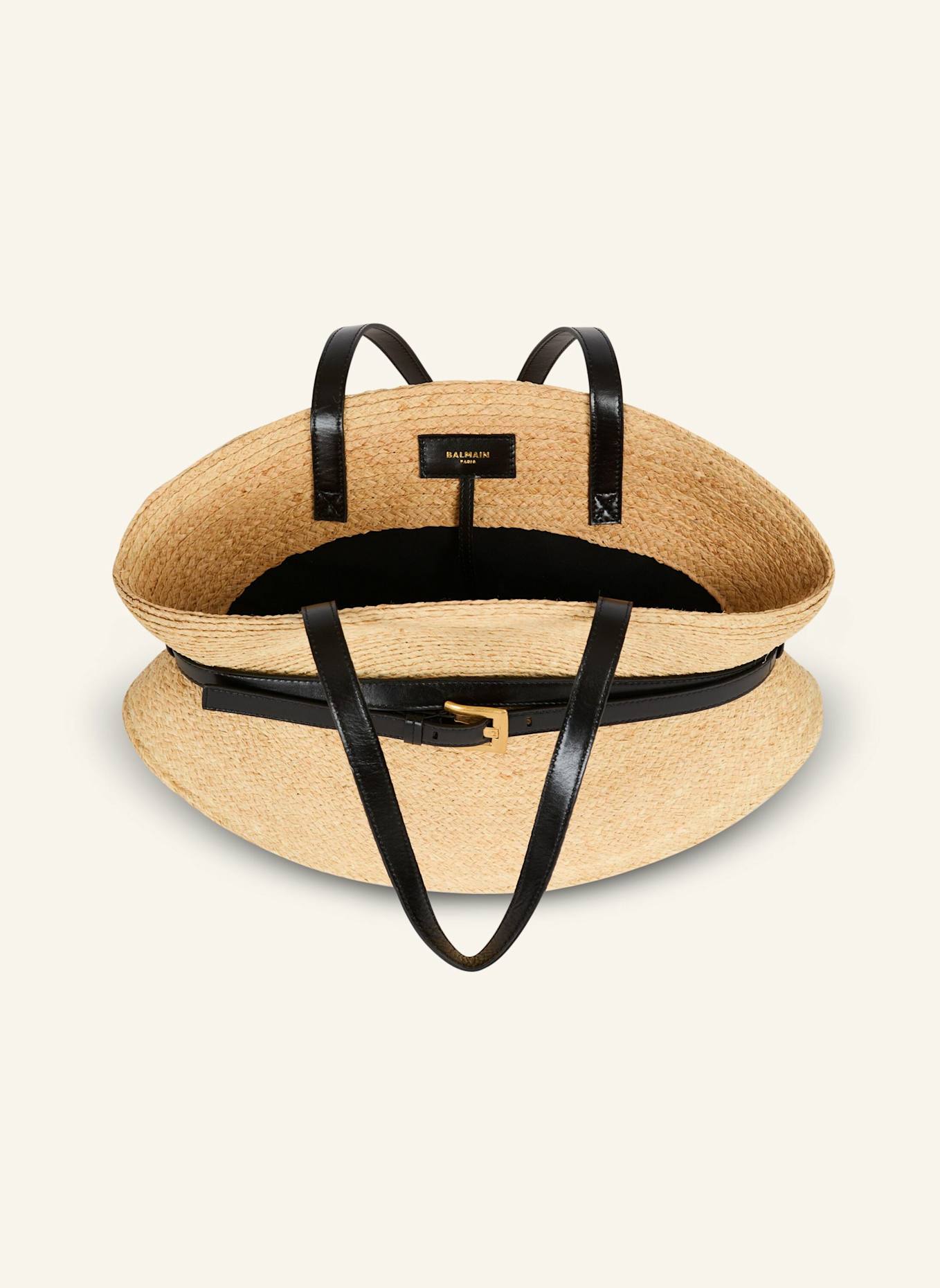 BALMAIN Shuffle Tasche mittelgroß aus Bast: BRAUN