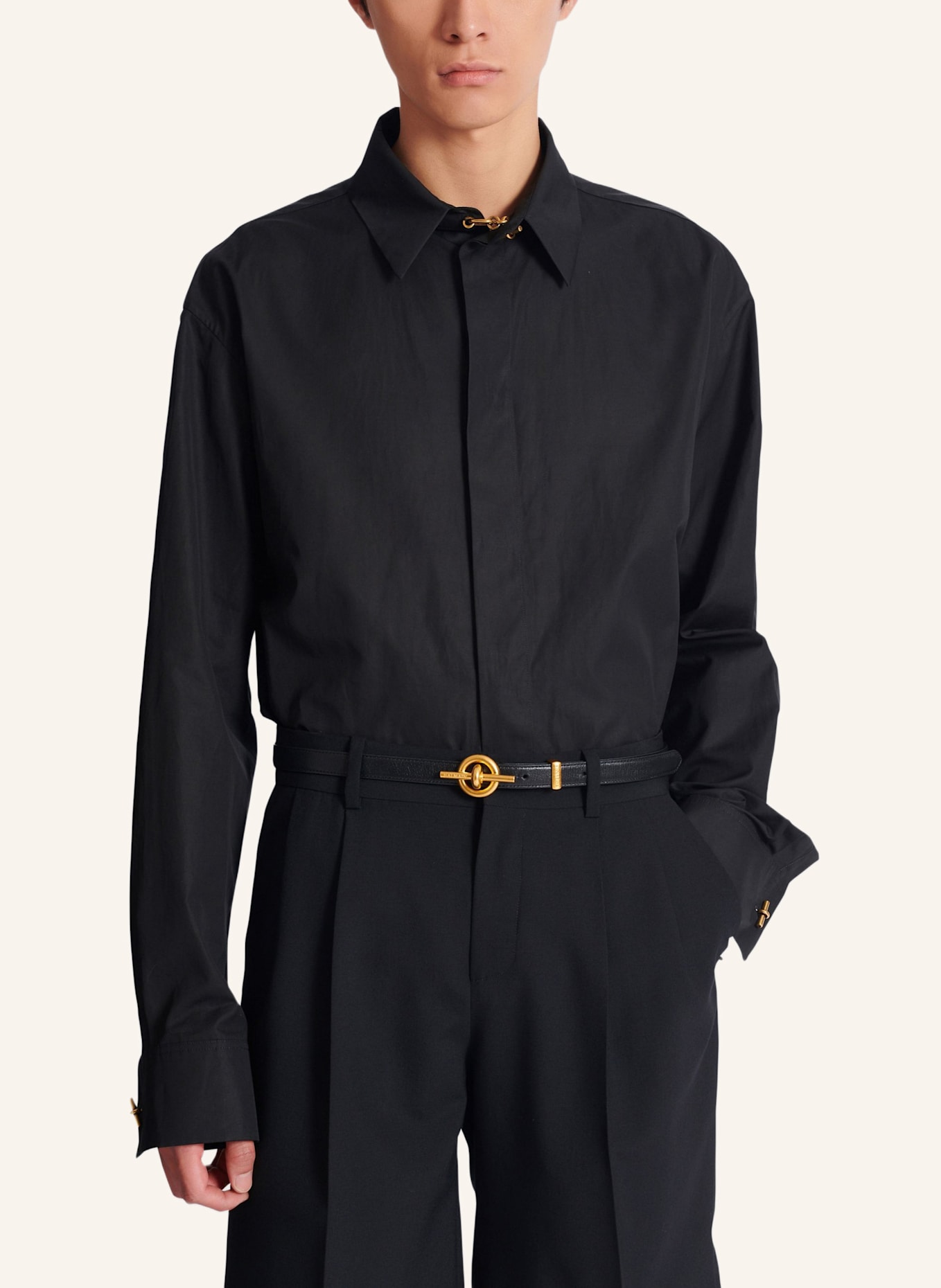 BALMAIN Gürtel T-Bar aus Kalbsleder: SCHWARZ