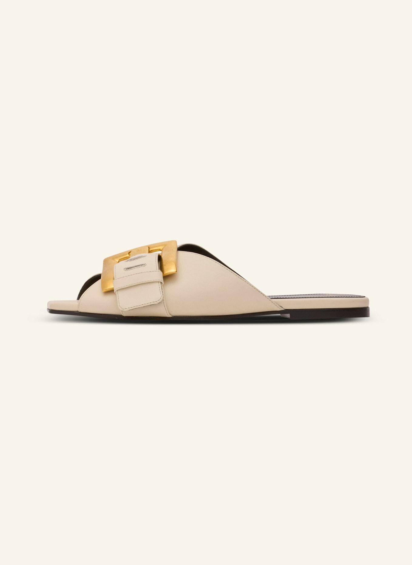 BALMAIN Anthem flache Sandalen aus Leder: KHAKI