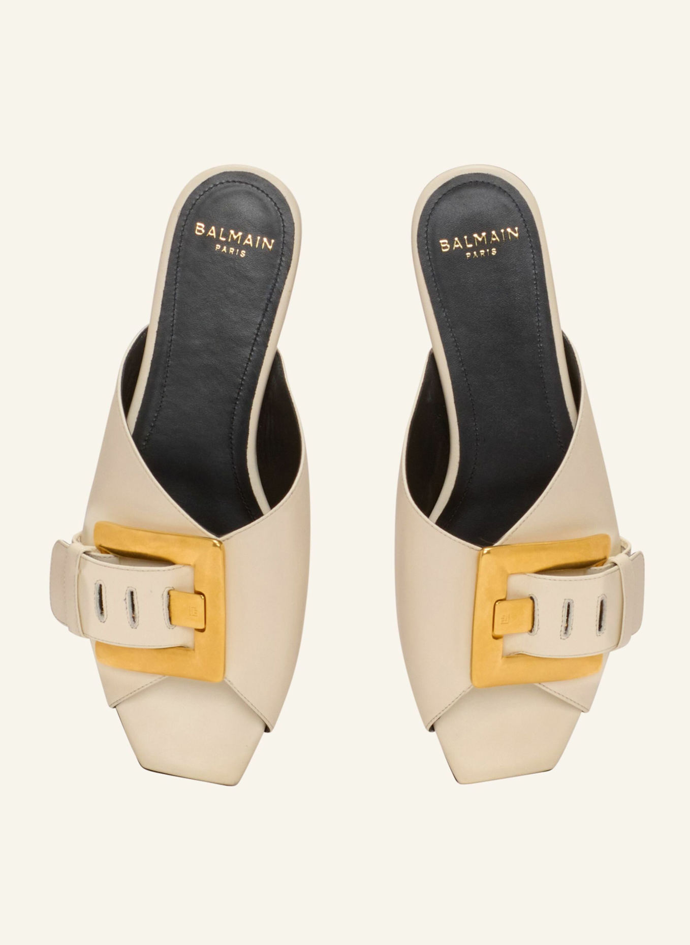 BALMAIN Anthem flache Sandalen aus Leder: KHAKI