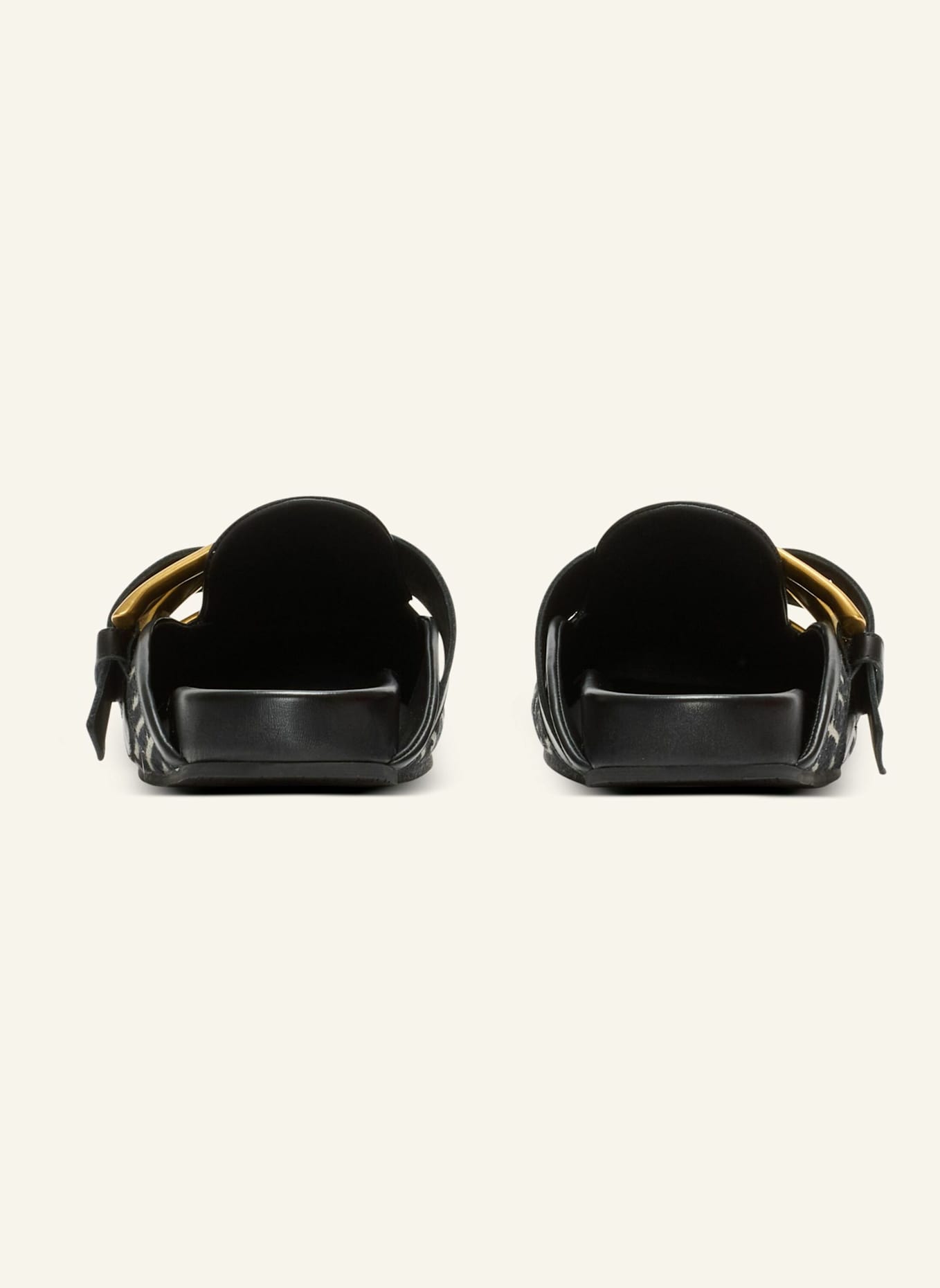 BALMAIN Pantoletten Anthem aus Jacquard-Canvas mit PB-Monogramm: SCHWARZ