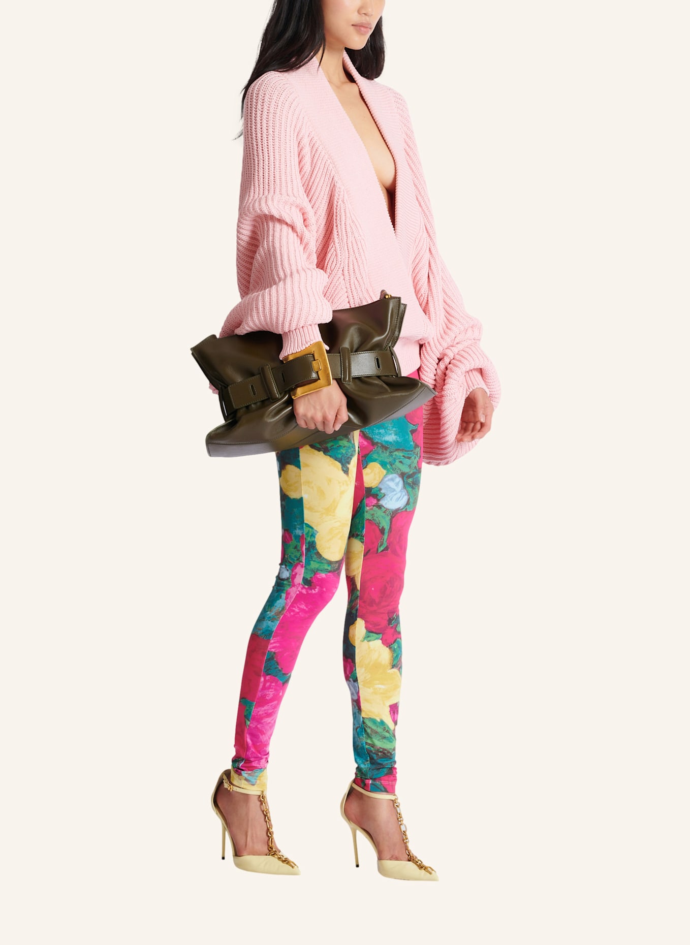 BALMAIN Mittelgroße Tasche Anthem aus Kalbsleder: GRÜN