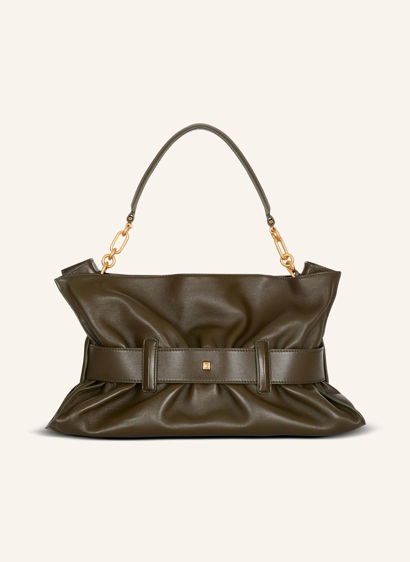 BALMAIN Mittelgroße Tasche Anthem aus Kalbsleder: GRÜN