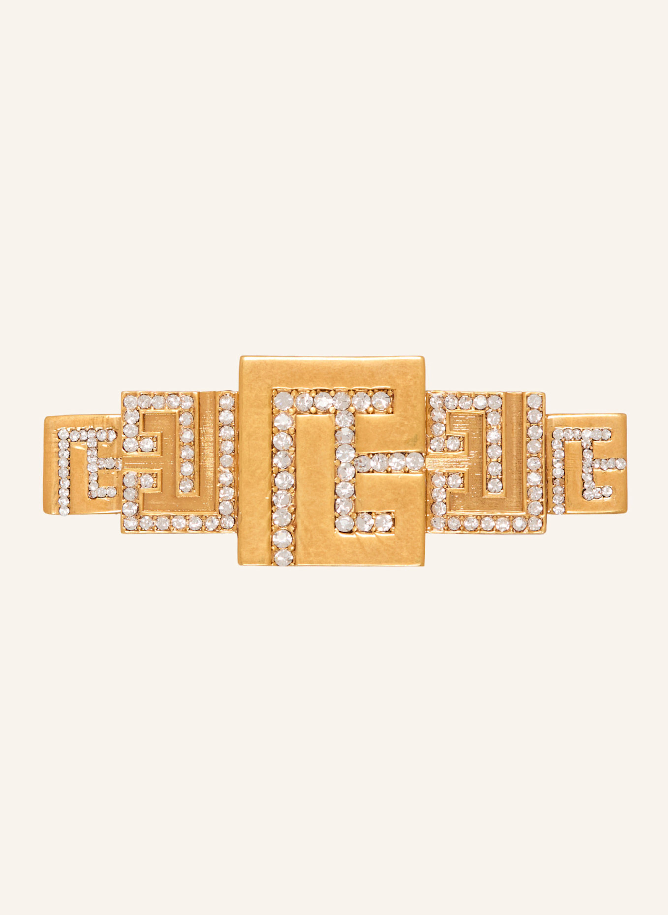 BALMAIN Brosche PB in 3D mit Kristallen: GOLD