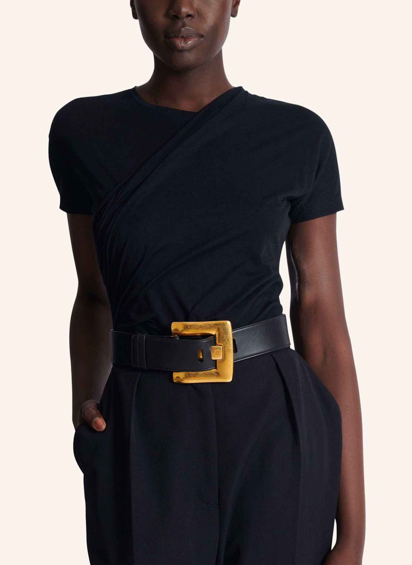 BALMAIN Gürtel Anthem aus Kalbsleder: SCHWARZ