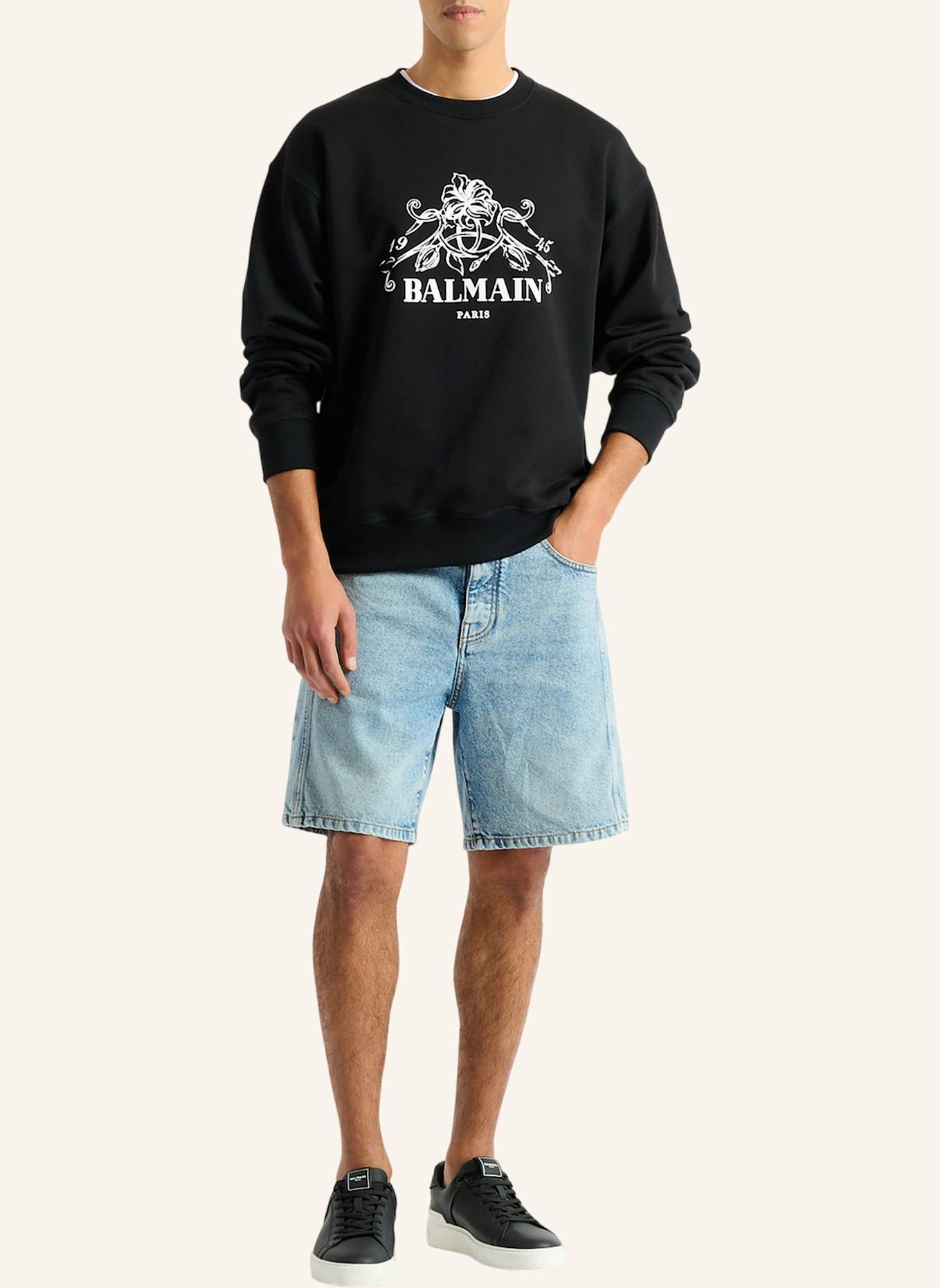 BALMAIN Bedrucktes Balmain Vine Sweatshirt: SCHWARZ