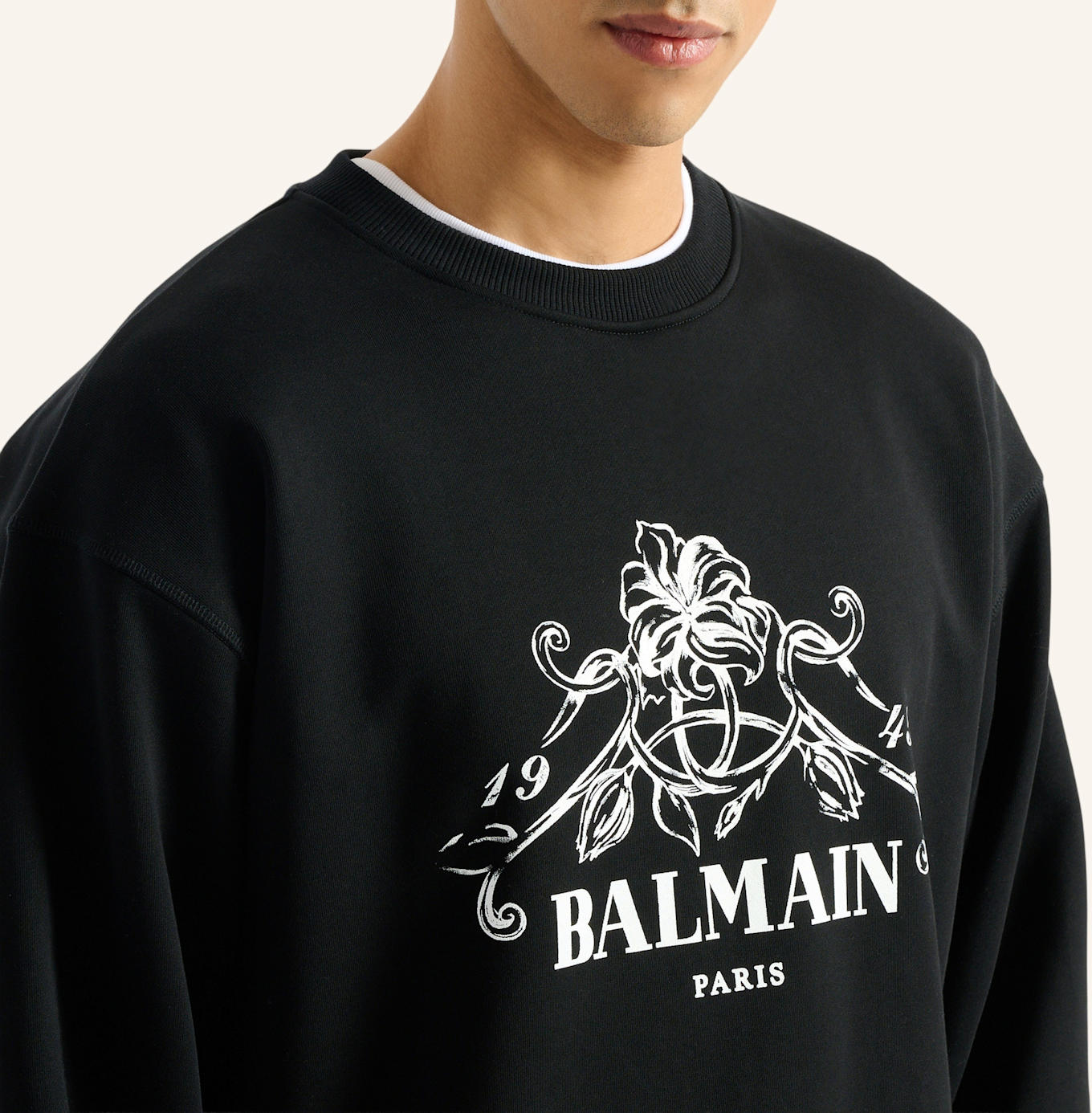 BALMAIN Bedrucktes Balmain Vine Sweatshirt: SCHWARZ