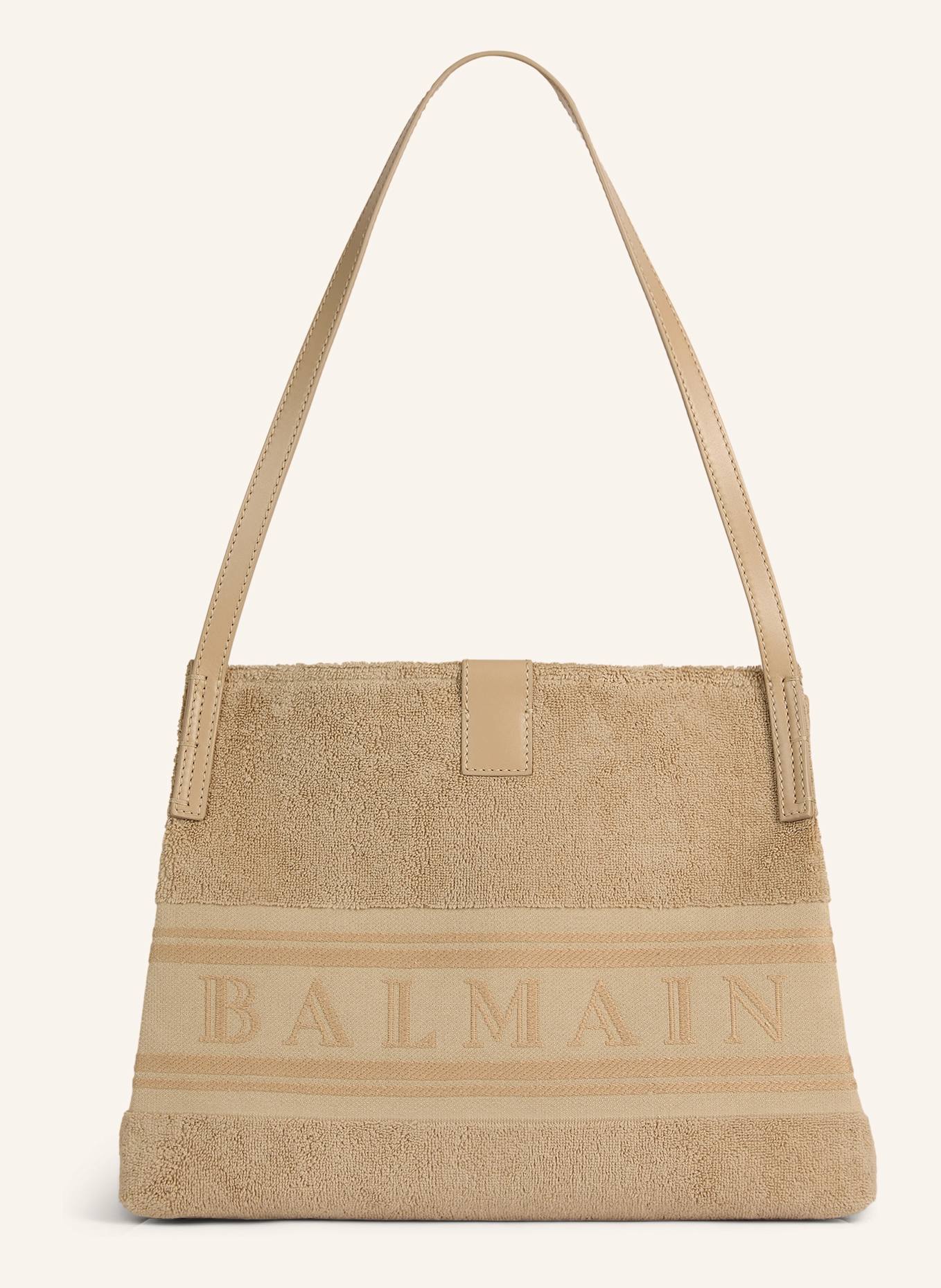 BALMAIN Kleiner Release Shopper aus Baumwollfrottee: KHAKI