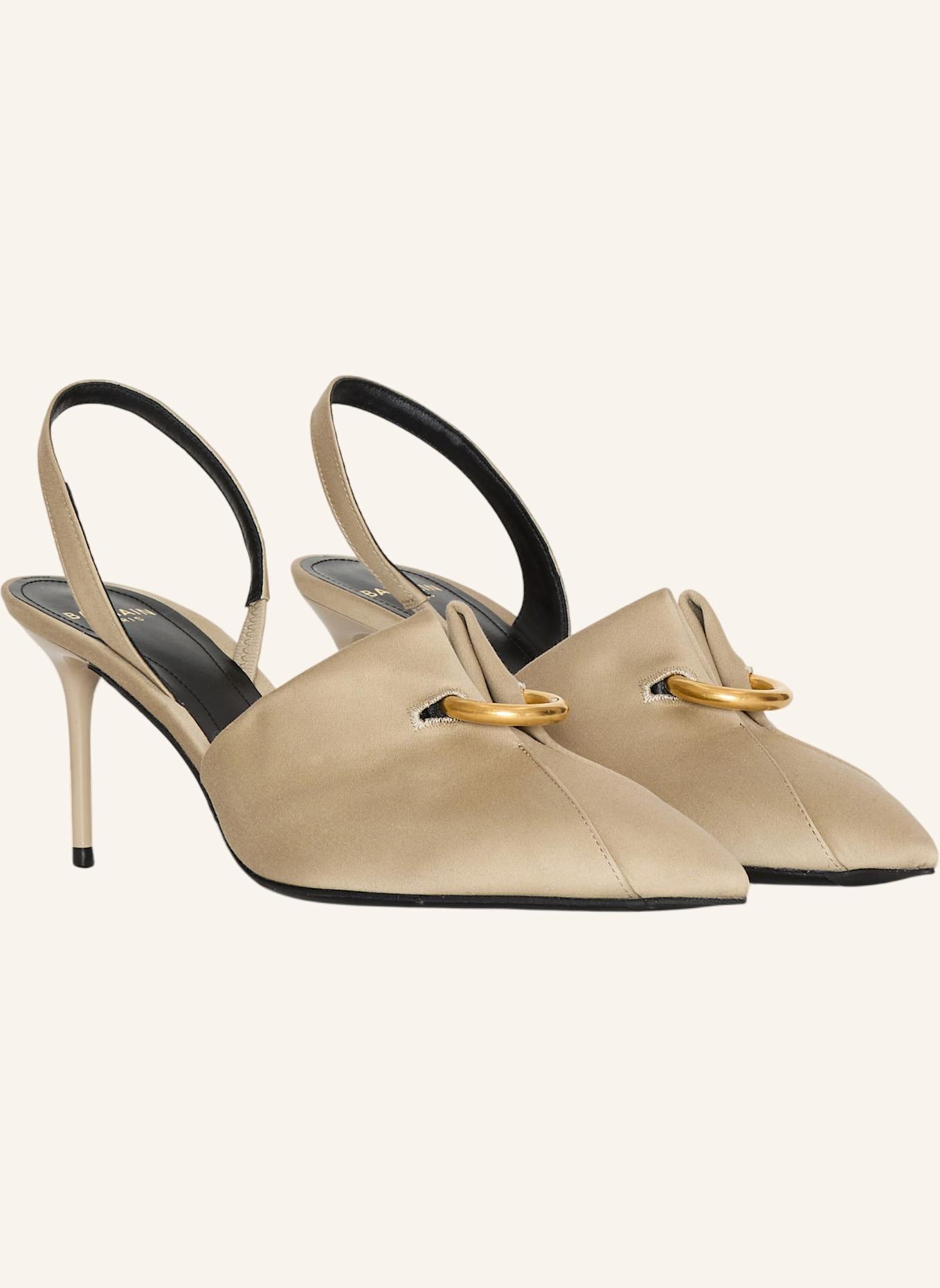 BALMAIN Pumps aus Baumwollgabardine mit Piercing: KHAKI