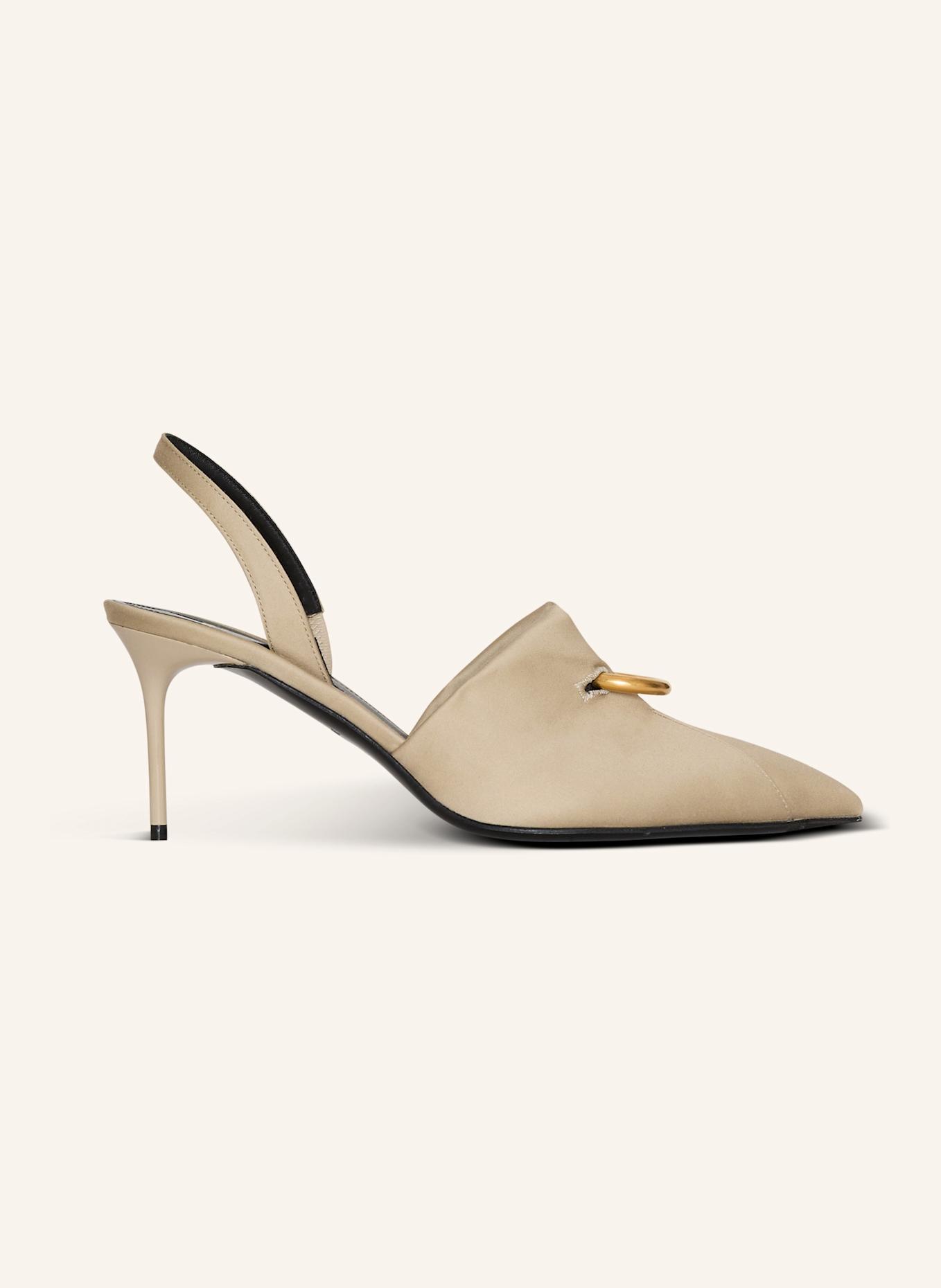 BALMAIN Pumps aus Baumwollgabardine mit Piercing: KHAKI