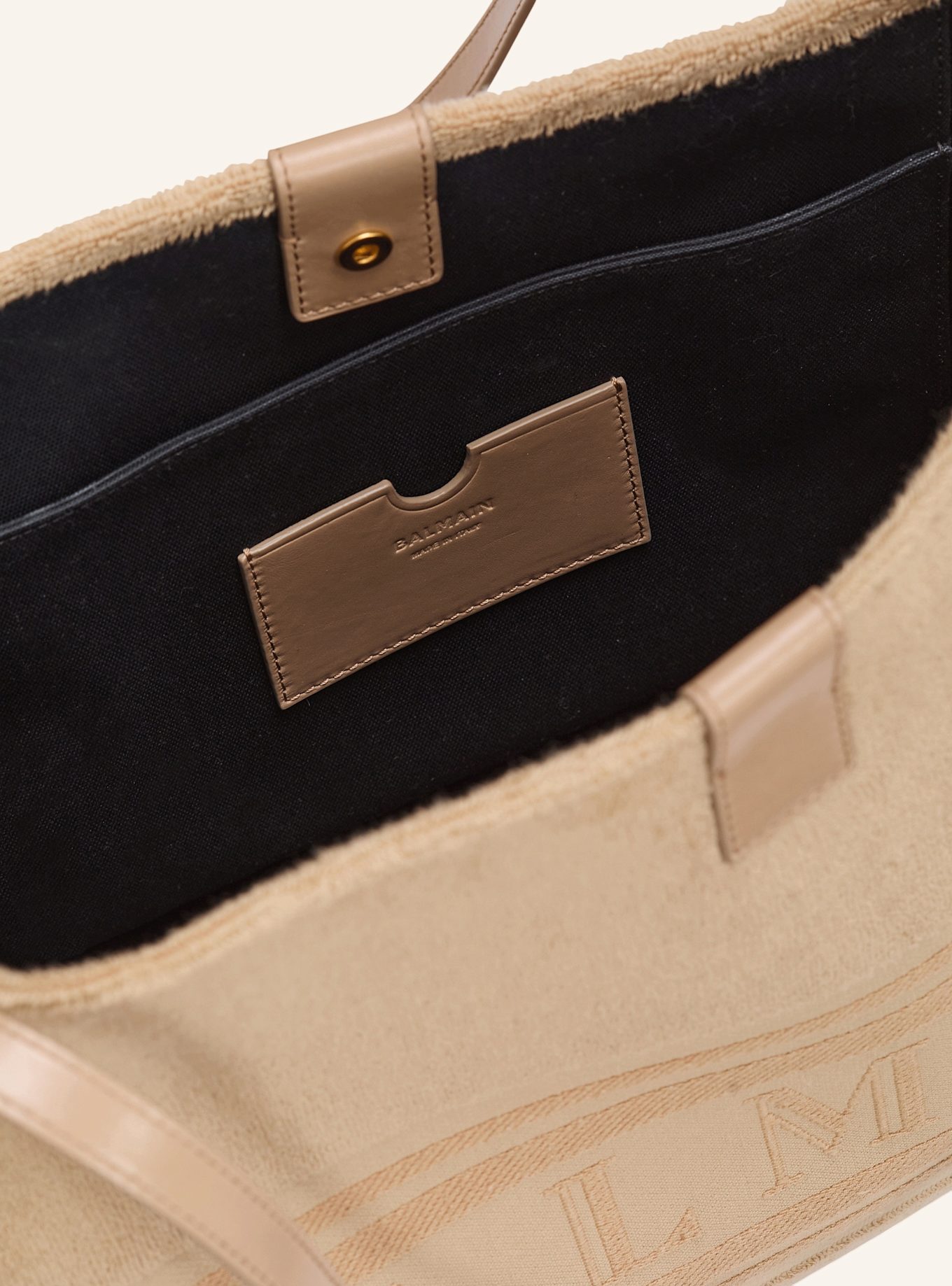 BALMAIN Mittelgroßer Release Shopper aus Baumwollfrottee: KHAKI