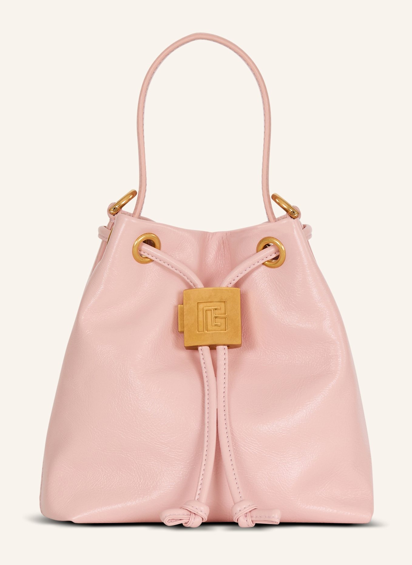 BALMAIN Pulse Bucket Tasche aus Glattleder: ROSA