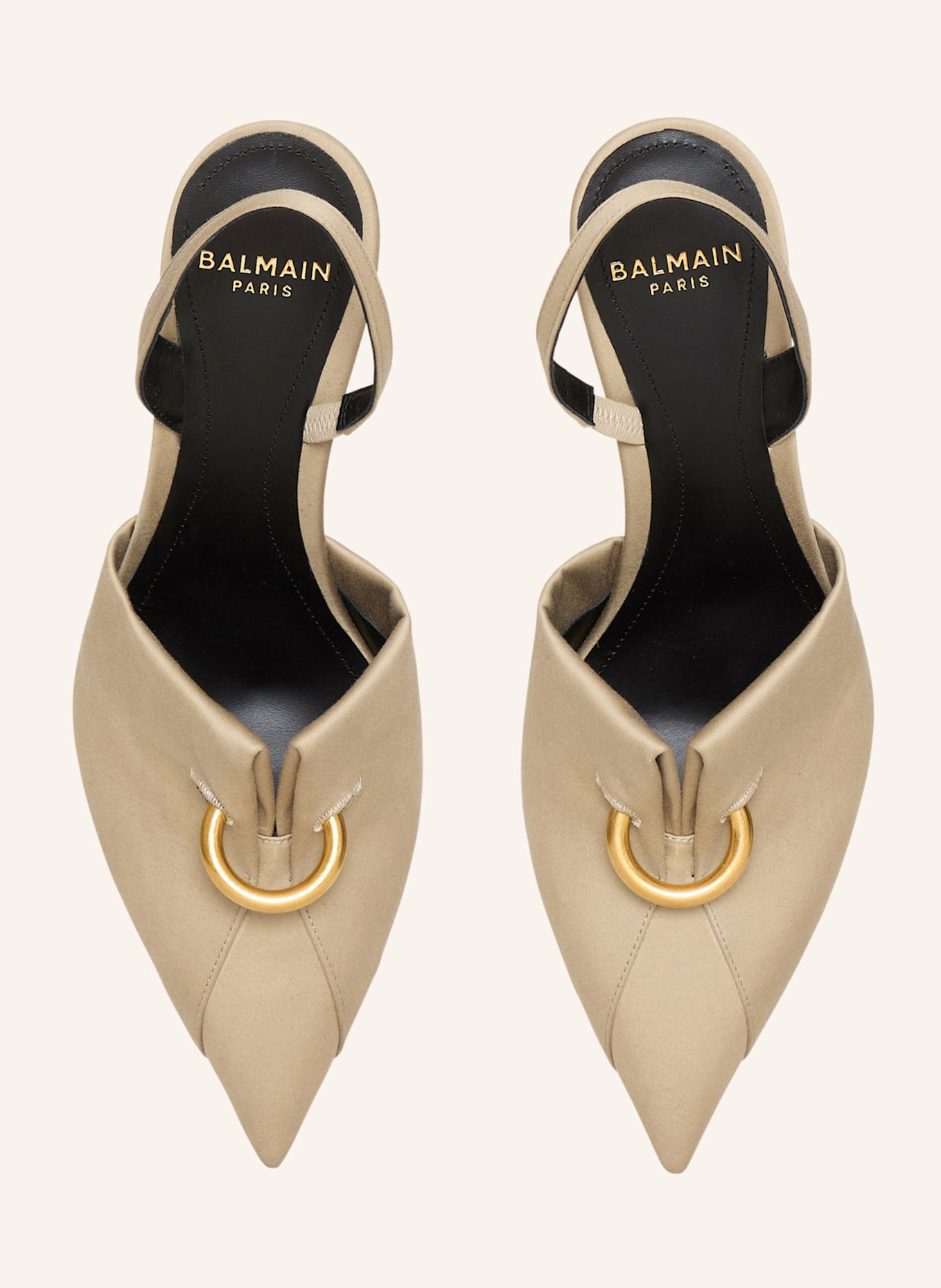 BALMAIN Pumps aus Baumwollgabardine mit Piercing: KHAKI