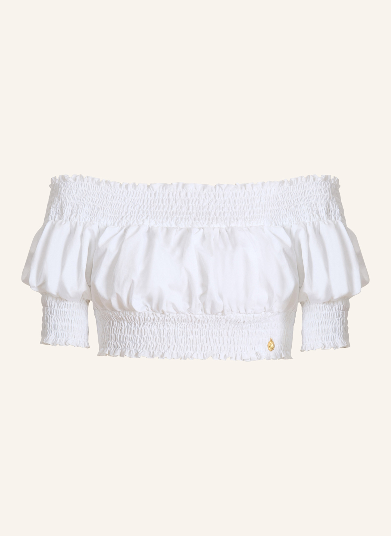 BALMAIN Schulterfreies Oberteil aus Popeline: WEISS