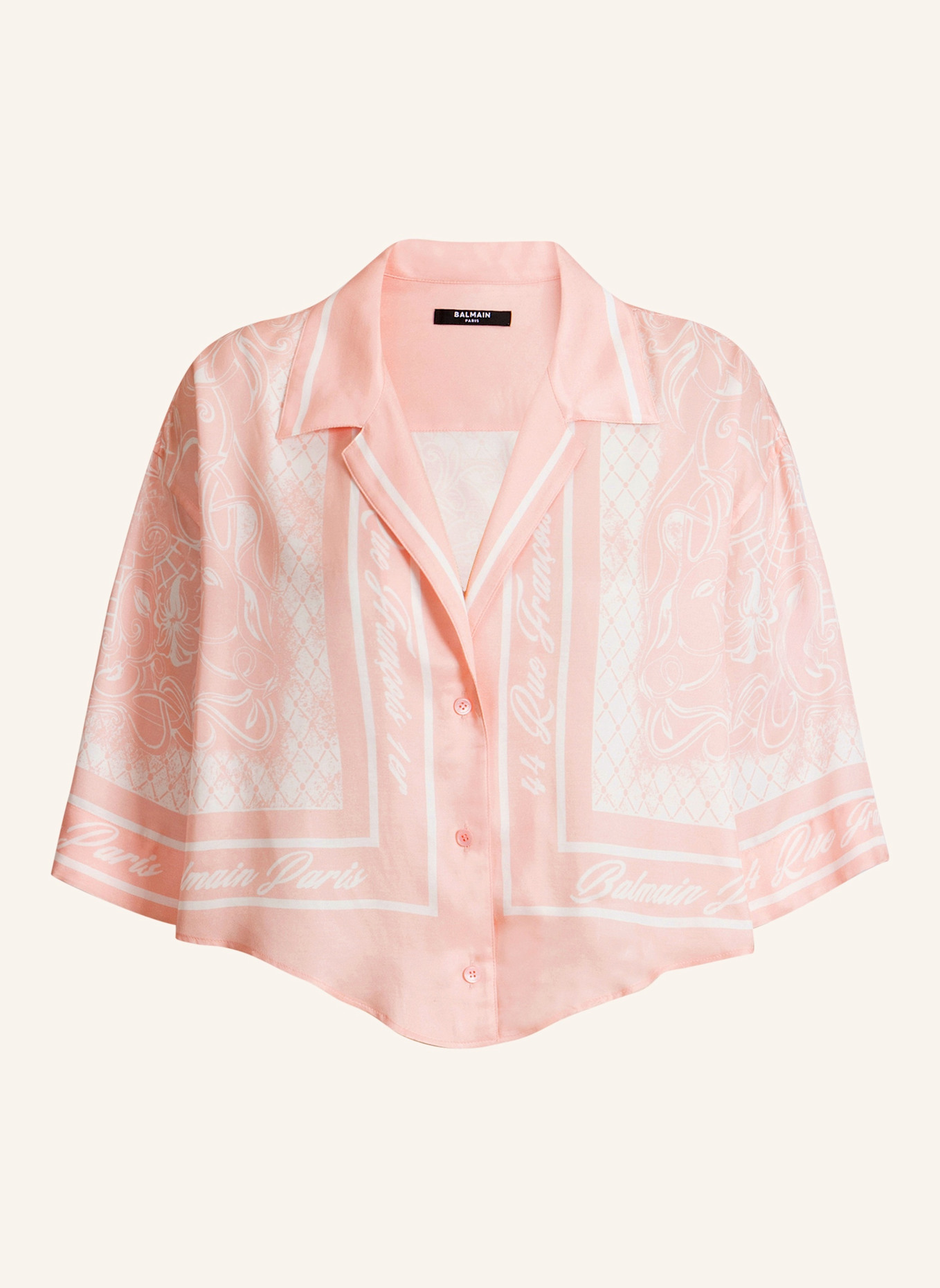 BALMAIN Bedrucktes Foulard Pyjamahemd: ROSA