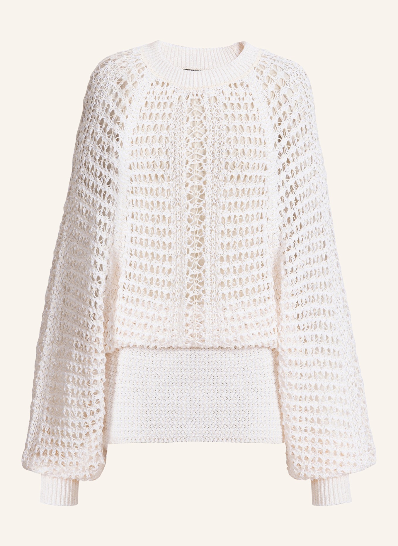 BALMAIN Kurzes Kleid aus gehäkelter Spitze: WEISS