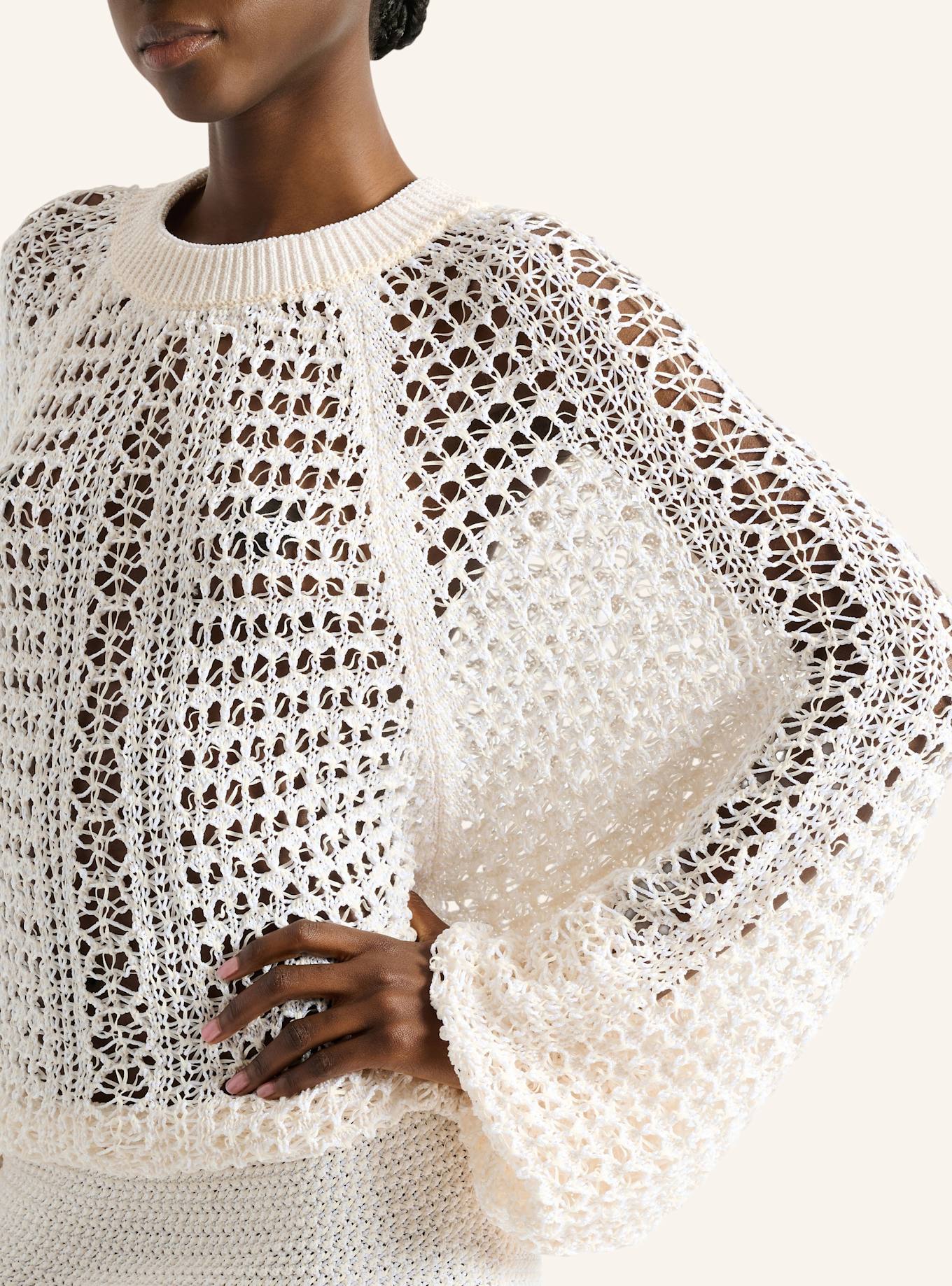 BALMAIN Kurzes Kleid aus gehäkelter Spitze: WEISS